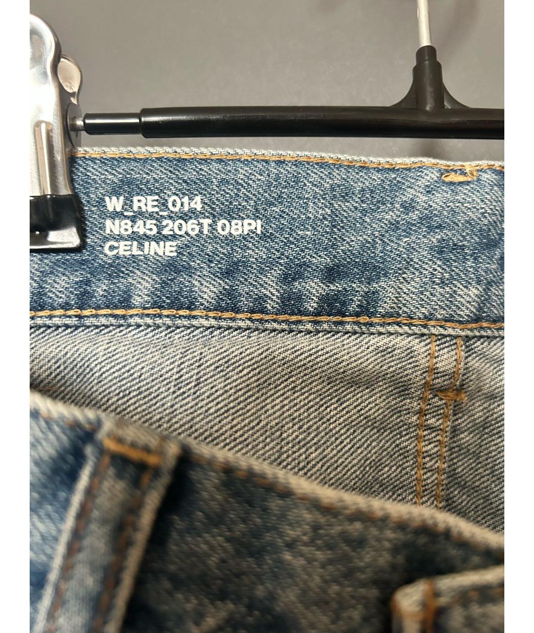 CELINE Голубые хлопковые прямые джинсы, фото 3