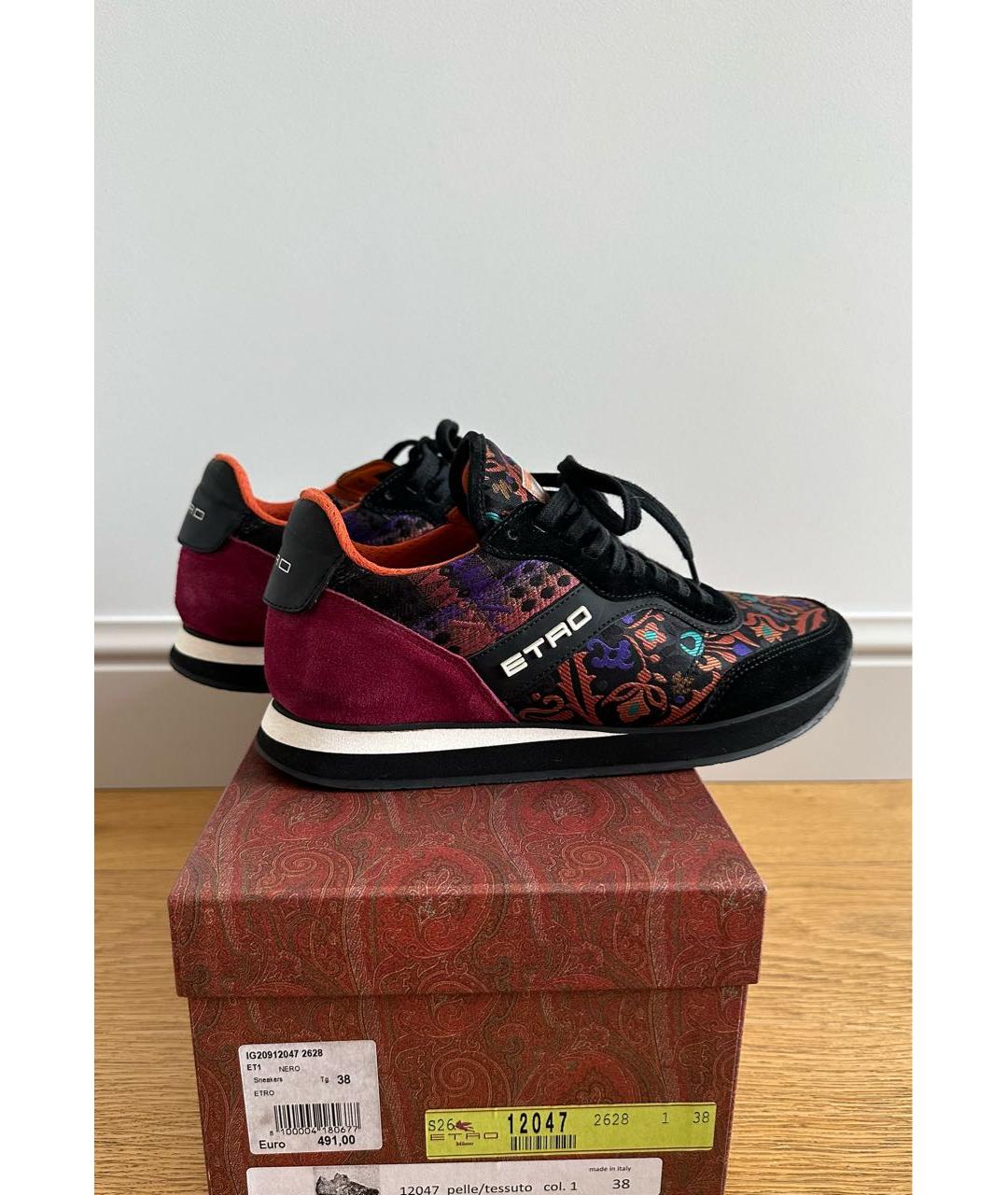 ETRO Черные кожаные кроссовки, фото 2