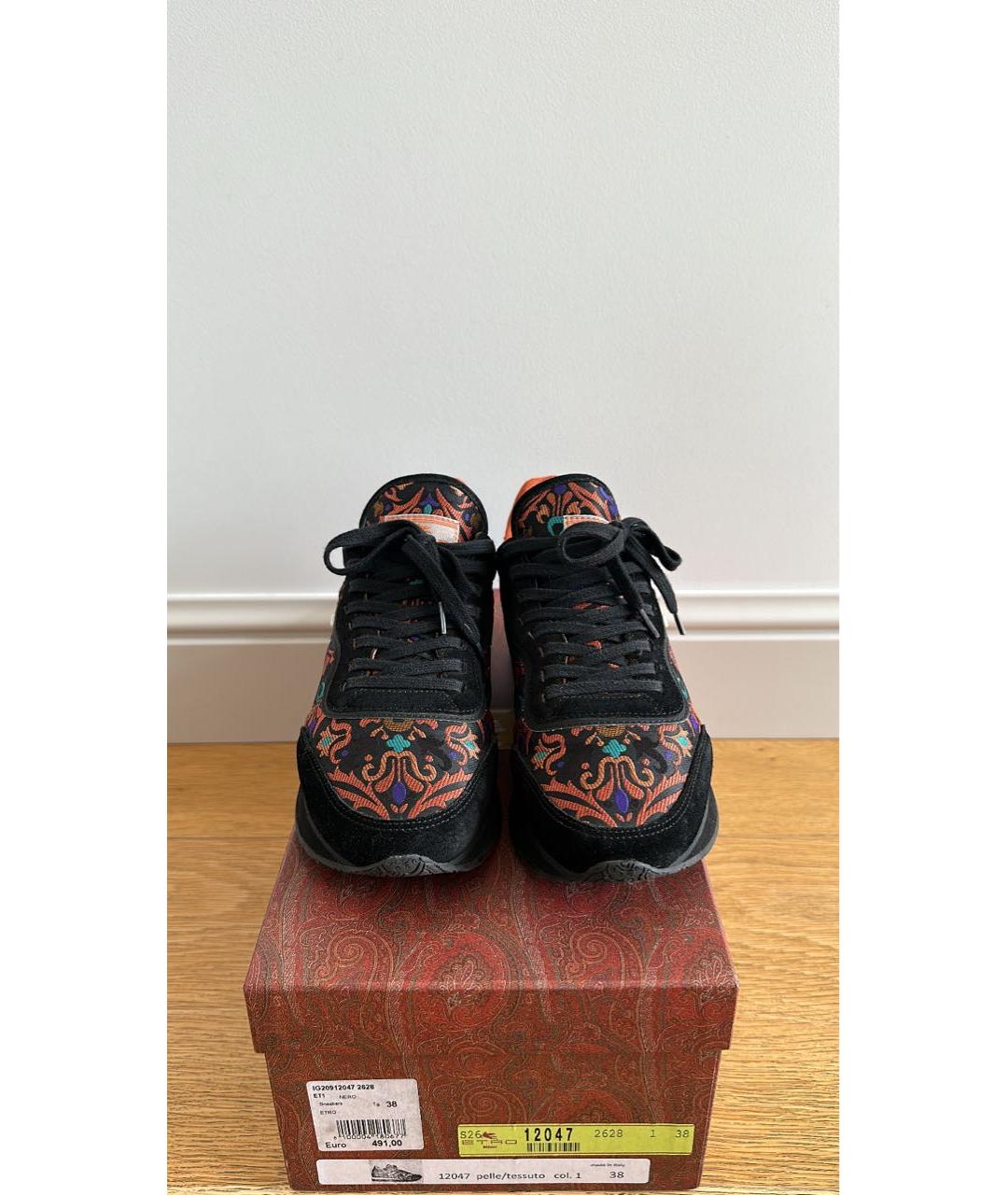 ETRO Черные кожаные кроссовки, фото 8