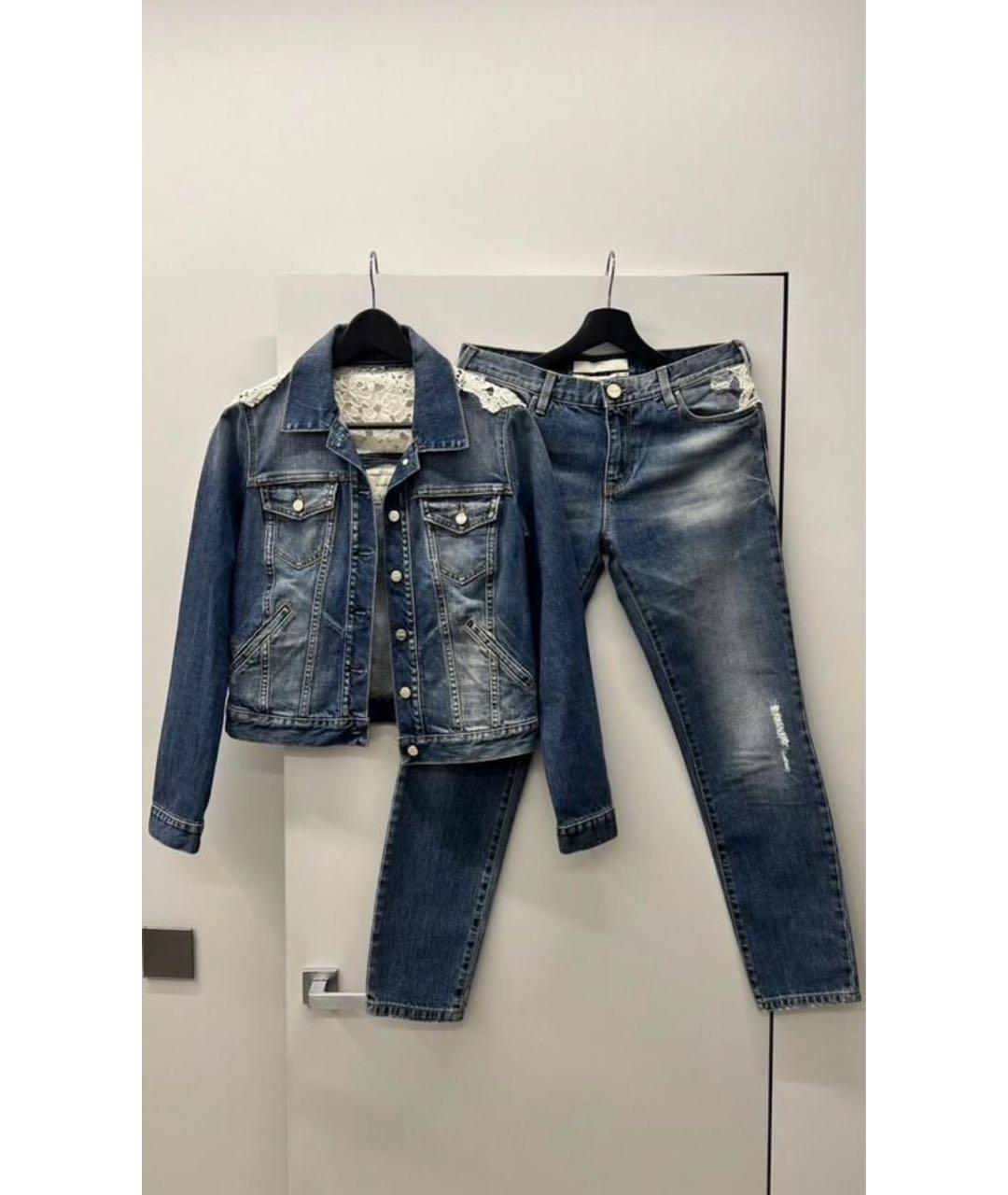 PINKO Синие хлопковые джинсы слим, фото 5