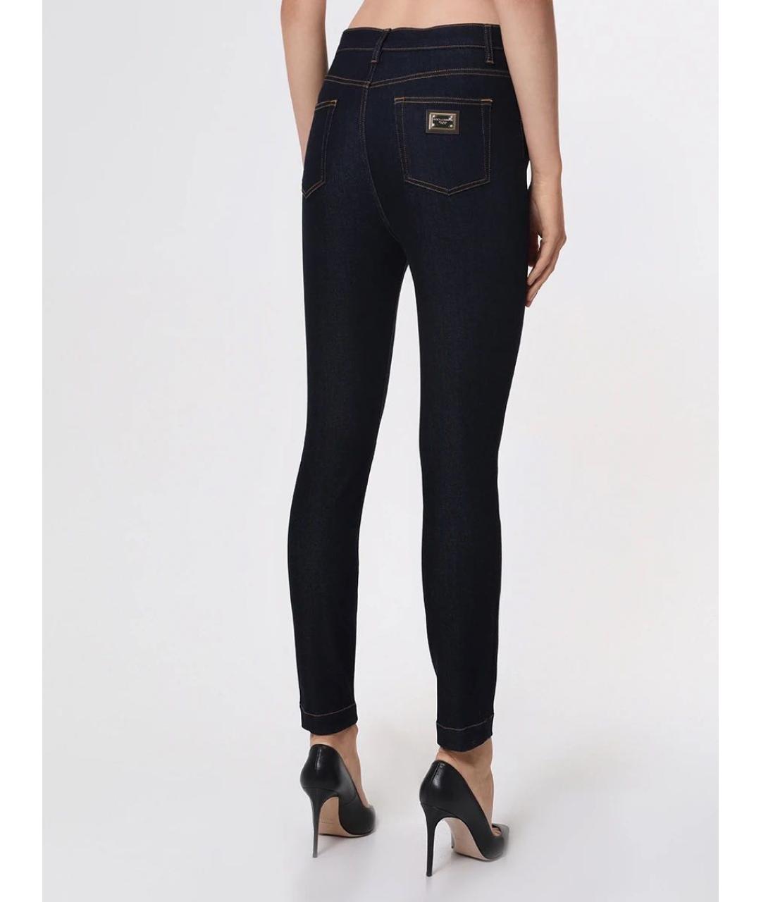 DOLCE&GABBANA Темно-синие хлопко-полиэстеровые джинсы слим, фото 3