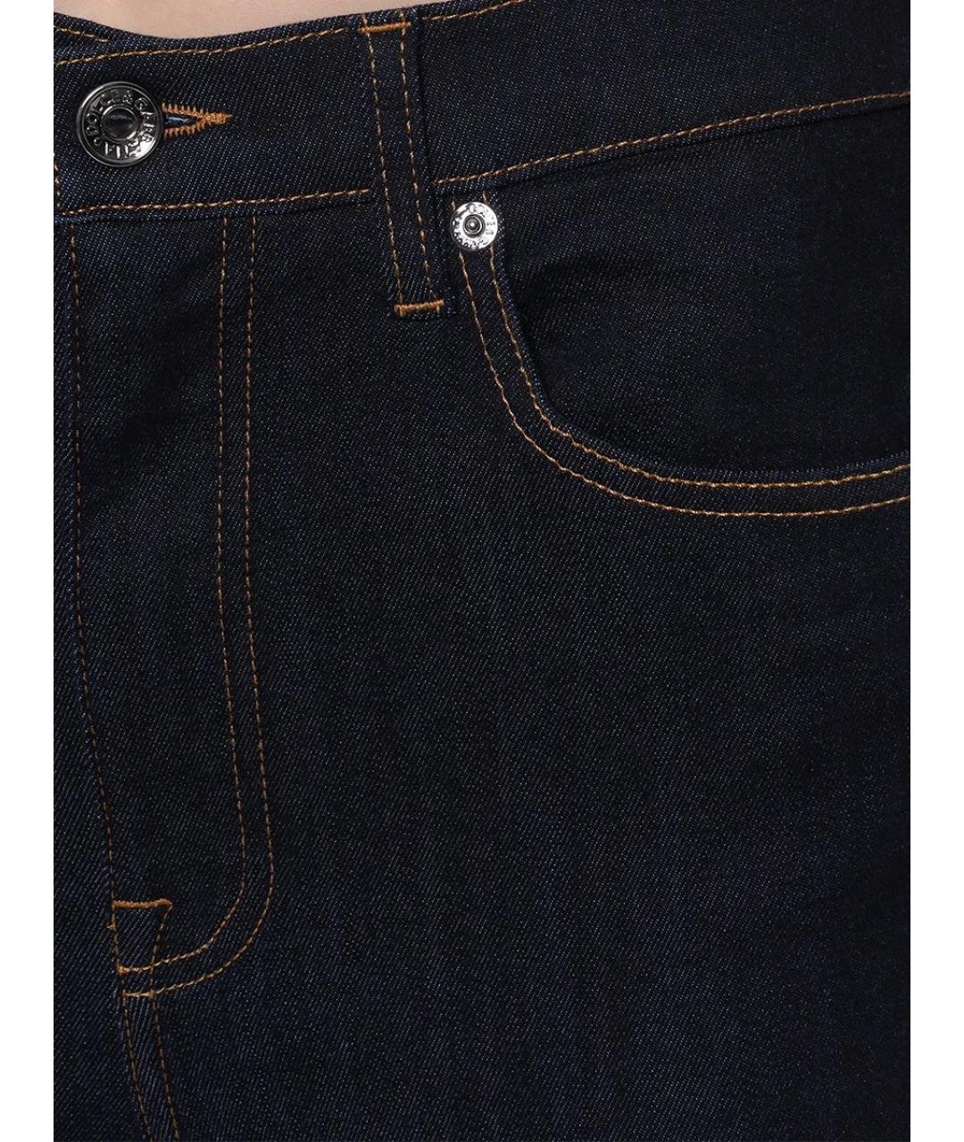 DOLCE&GABBANA Темно-синие хлопко-полиэстеровые джинсы слим, фото 4