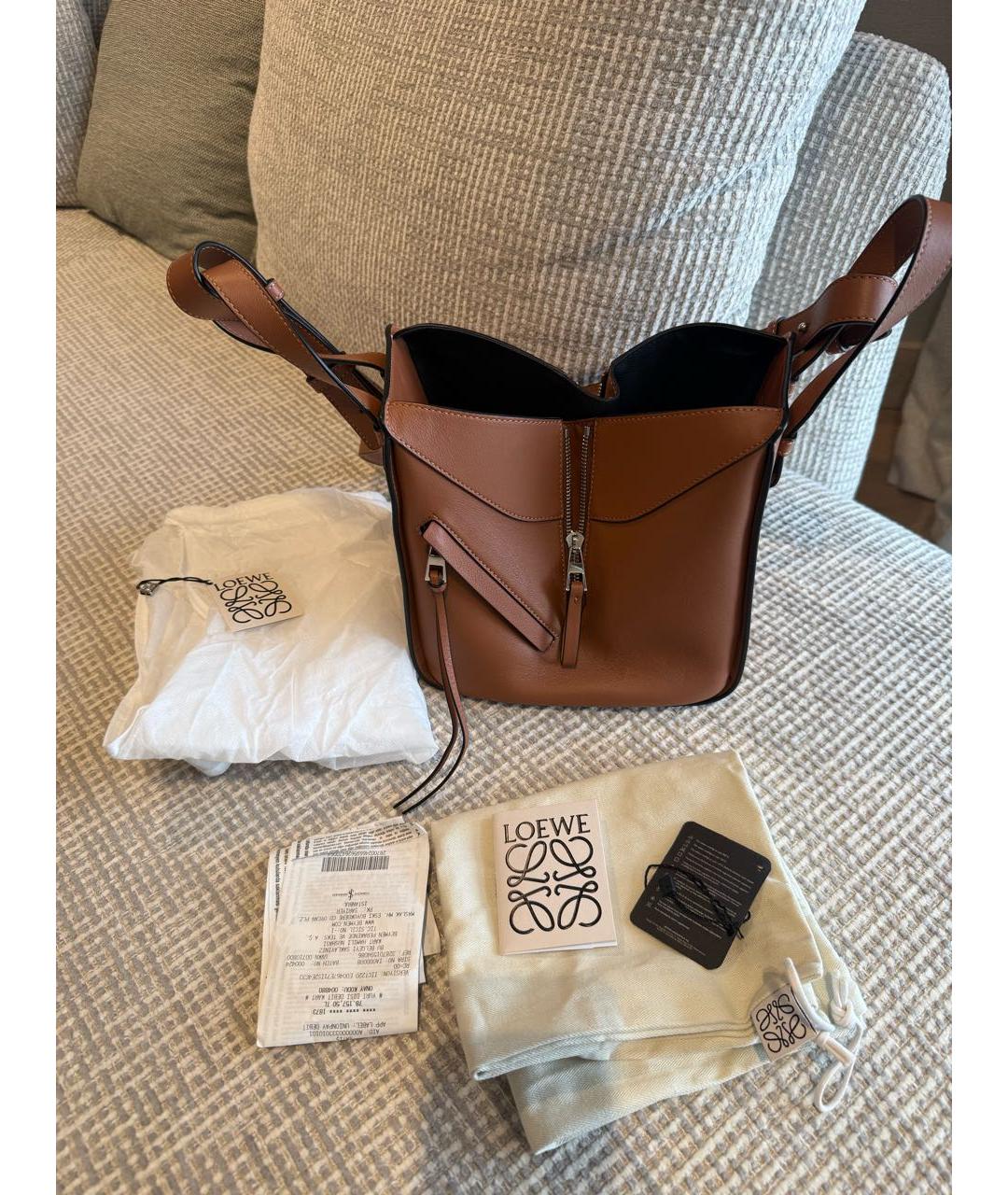 LOEWE Коричневая кожаная сумка с короткими ручками, фото 8