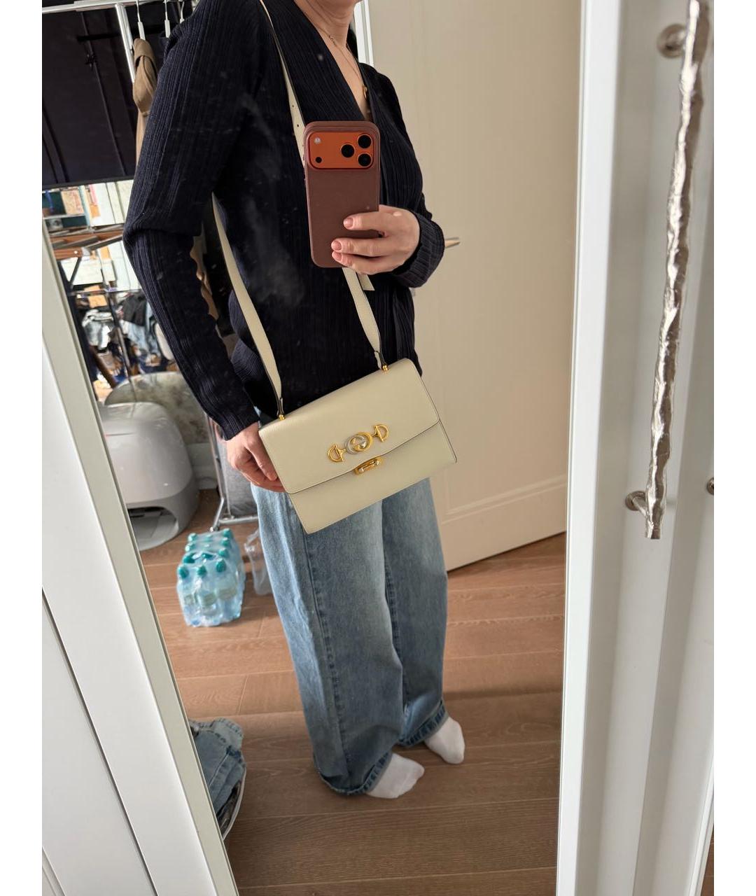 GUCCI Белая кожаная сумка через плечо, фото 2