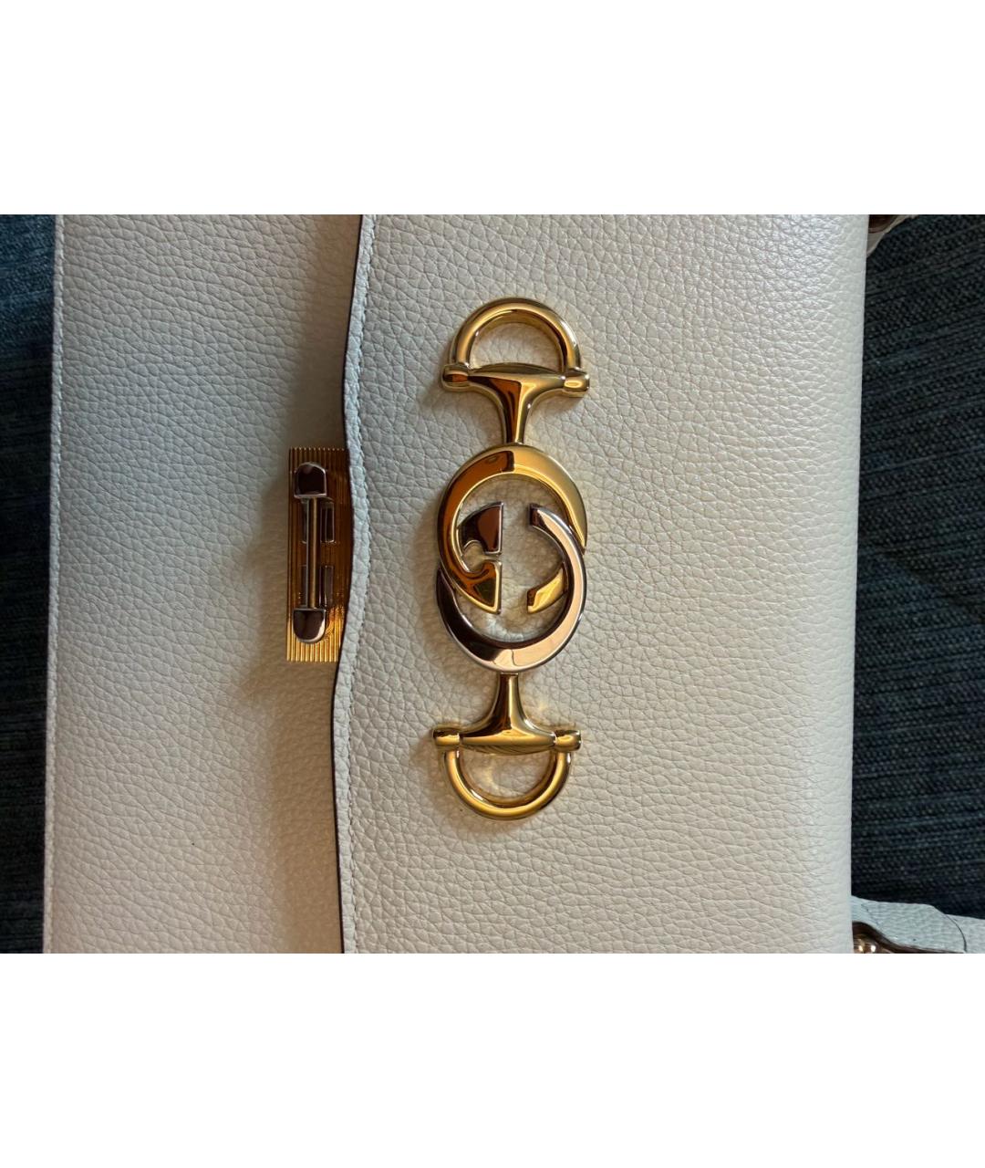 GUCCI Белая кожаная сумка через плечо, фото 3