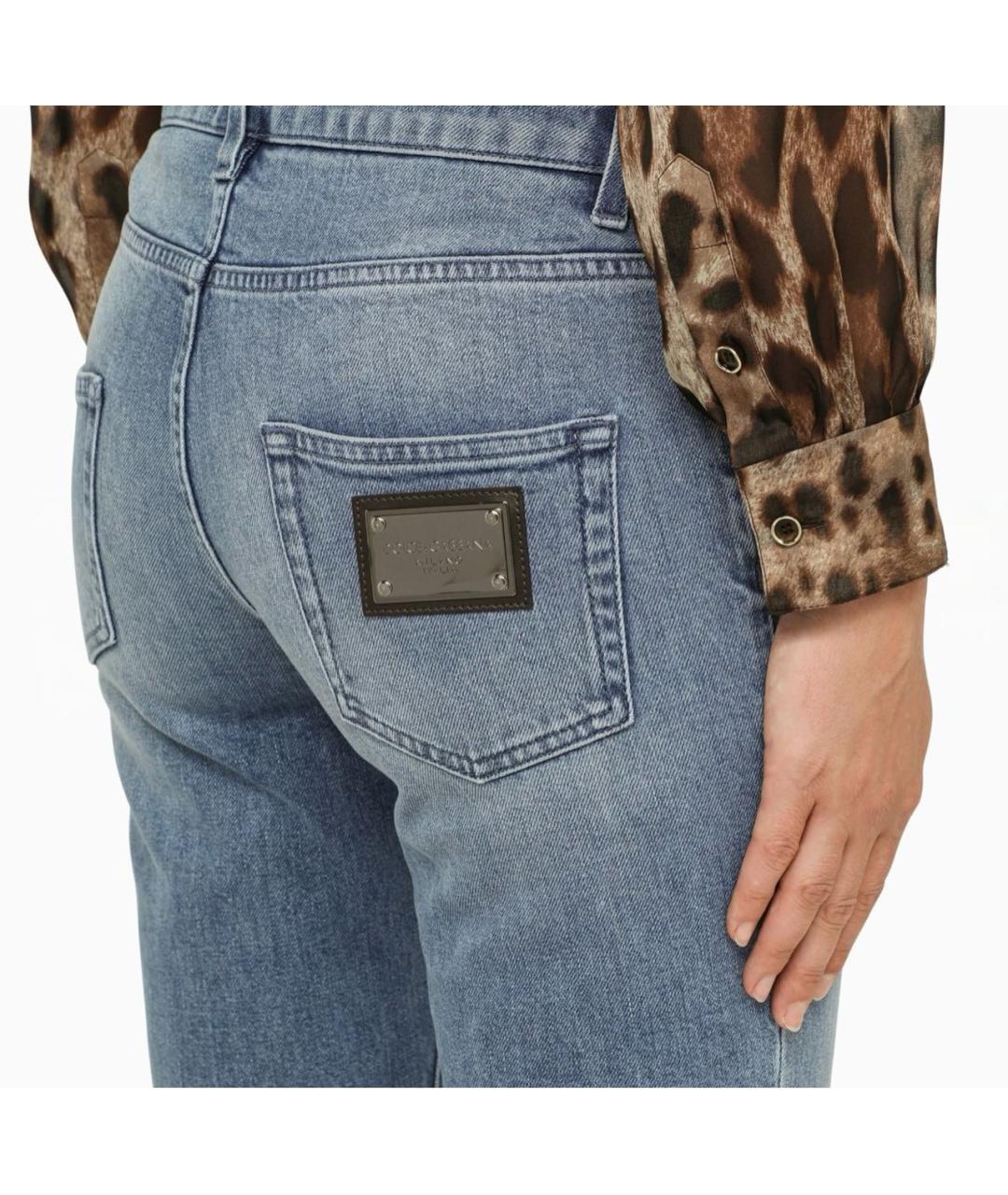 DOLCE&GABBANA Голубые хлопко-эластановые джинсы слим, фото 5