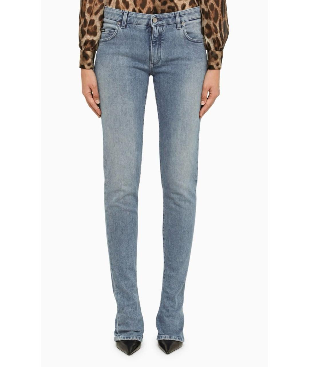 DOLCE&GABBANA Голубые хлопко-эластановые джинсы слим, фото 2