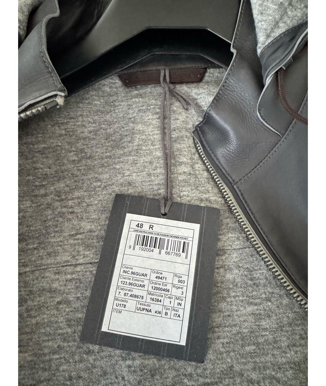 ZEGNA Антрацитовая кожаная куртка, фото 3