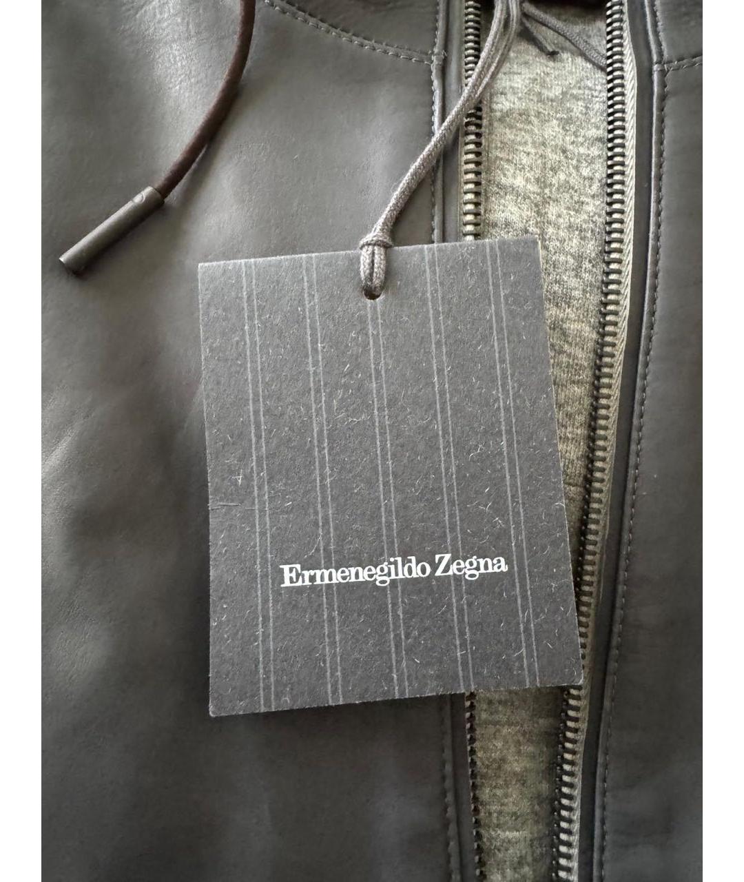 ZEGNA Антрацитовая кожаная куртка, фото 4