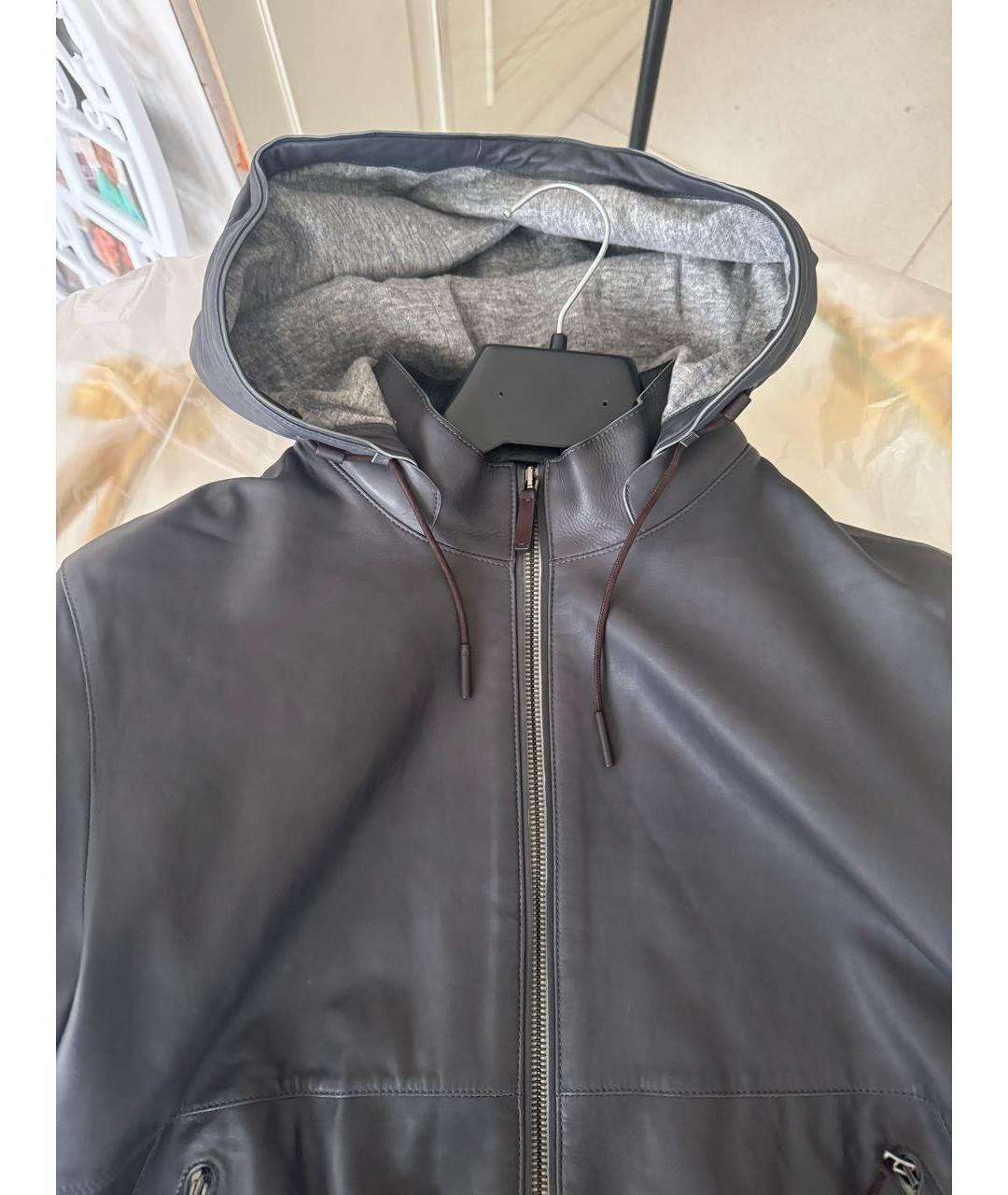 ZEGNA Антрацитовая кожаная куртка, фото 8