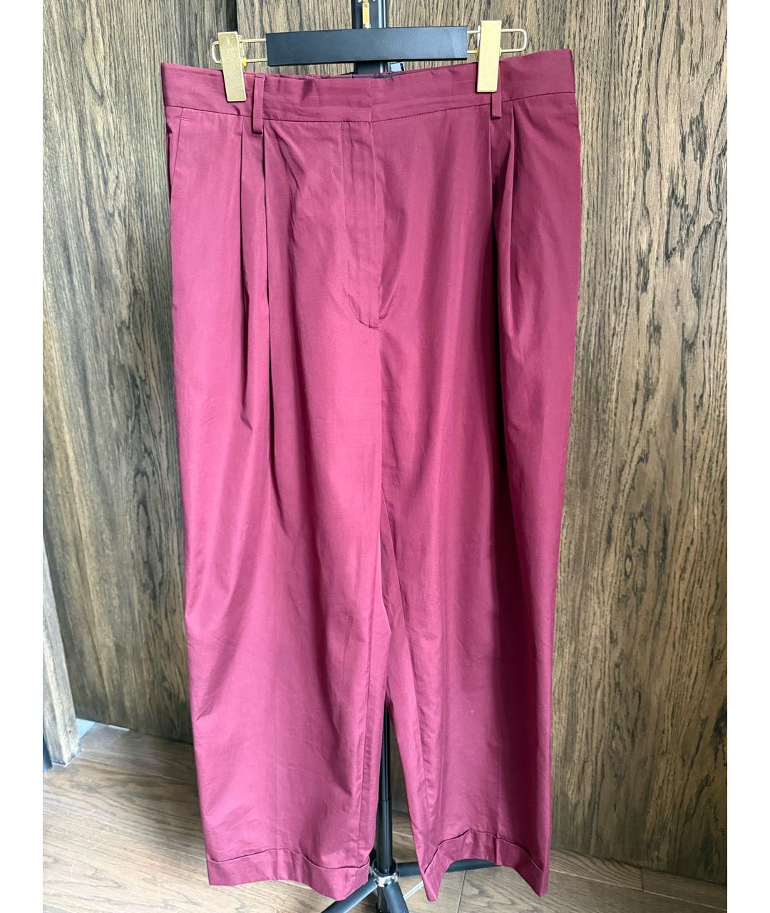 DRIES VAN NOTEN Бордовые хлопковые брюки широкие, фото 4