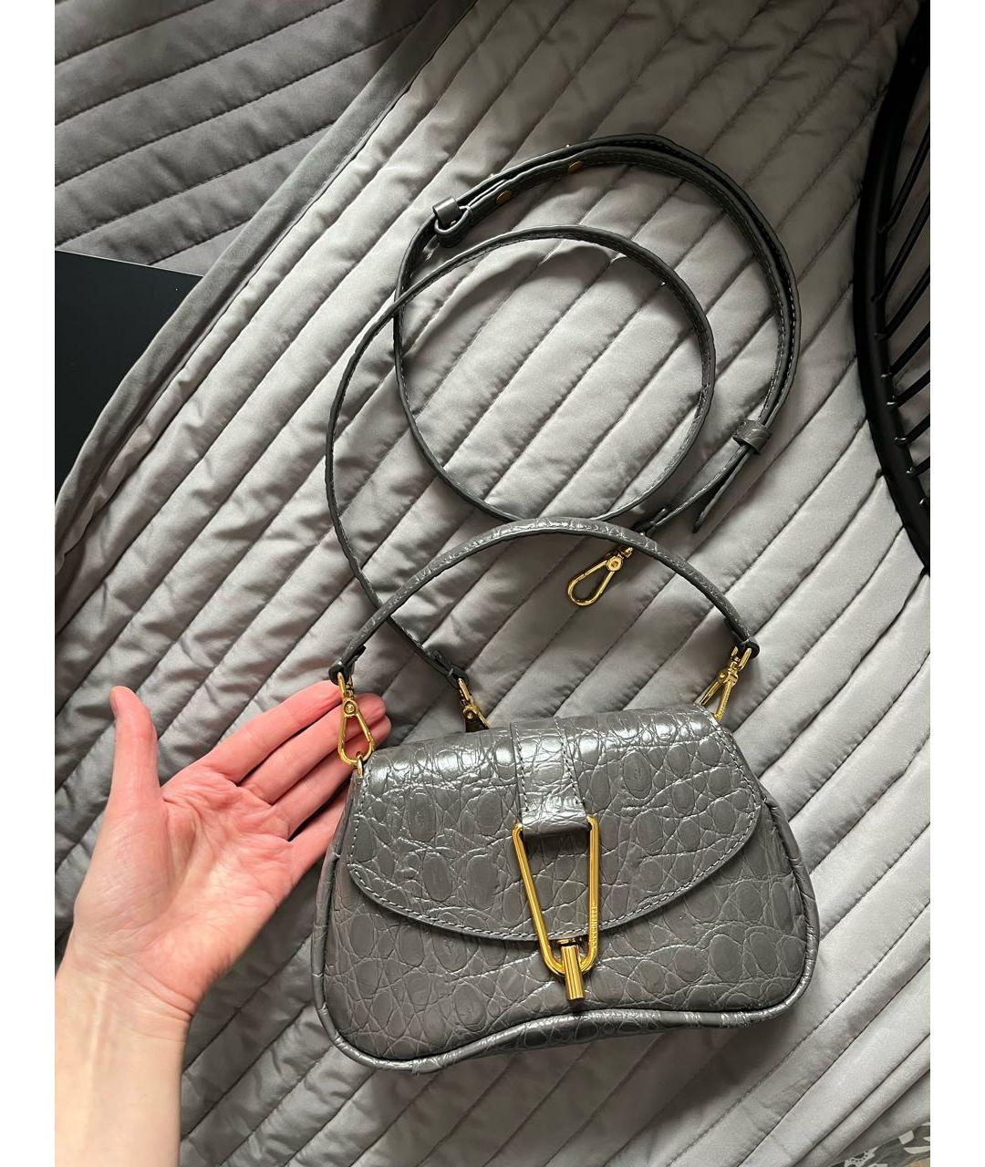 COCCINELLE Серая кожаная сумка через плечо, фото 2