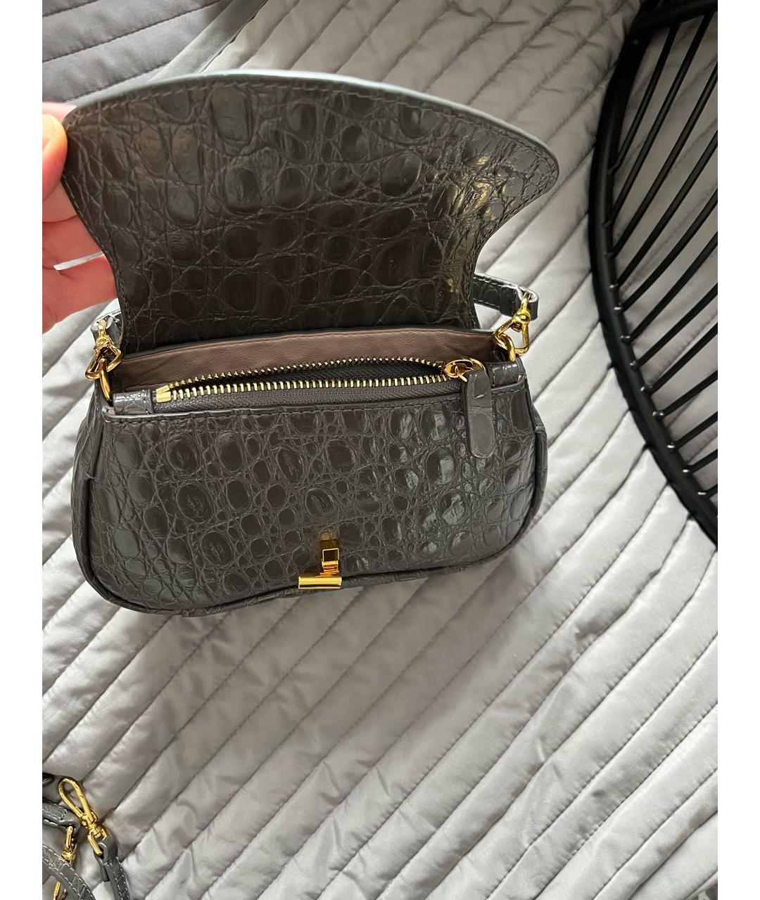 COCCINELLE Серая кожаная сумка через плечо, фото 4