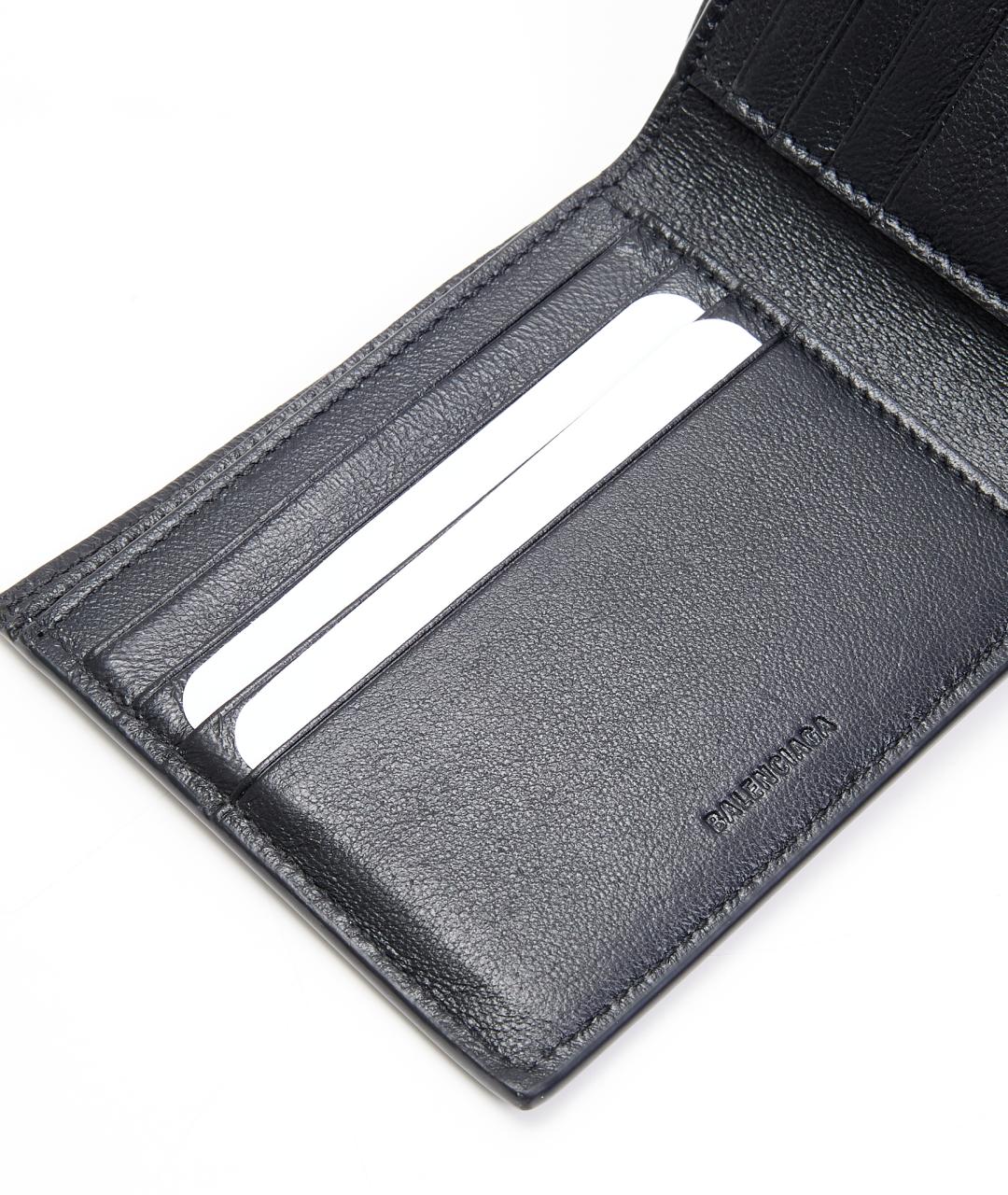 BALENCIAGA Черный кожаный кошелек, фото 4