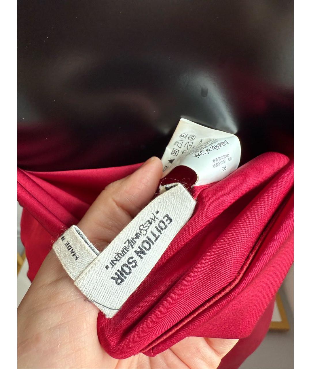 SAINT LAURENT Красное шелковое вечернее платье, фото 5