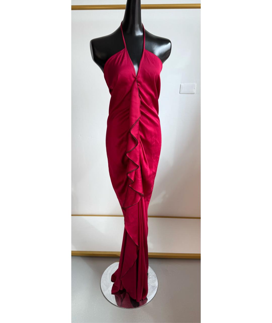SAINT LAURENT Красное шелковое вечернее платье, фото 7