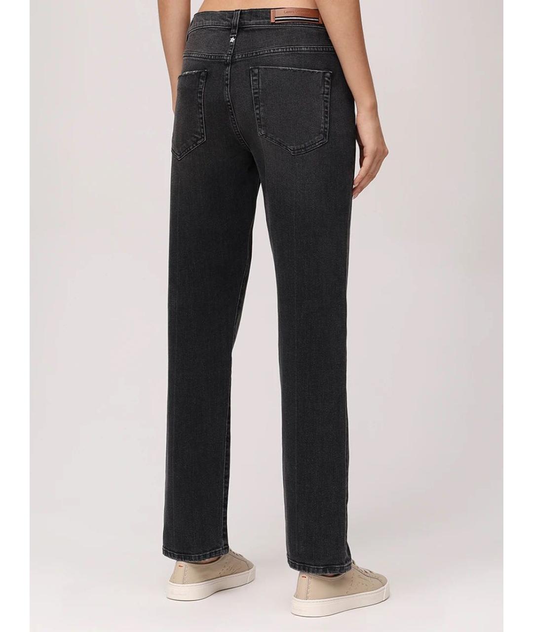 LORENA ANTONIAZZI Антрацитовые хлопко-эластановые прямые джинсы, фото 2