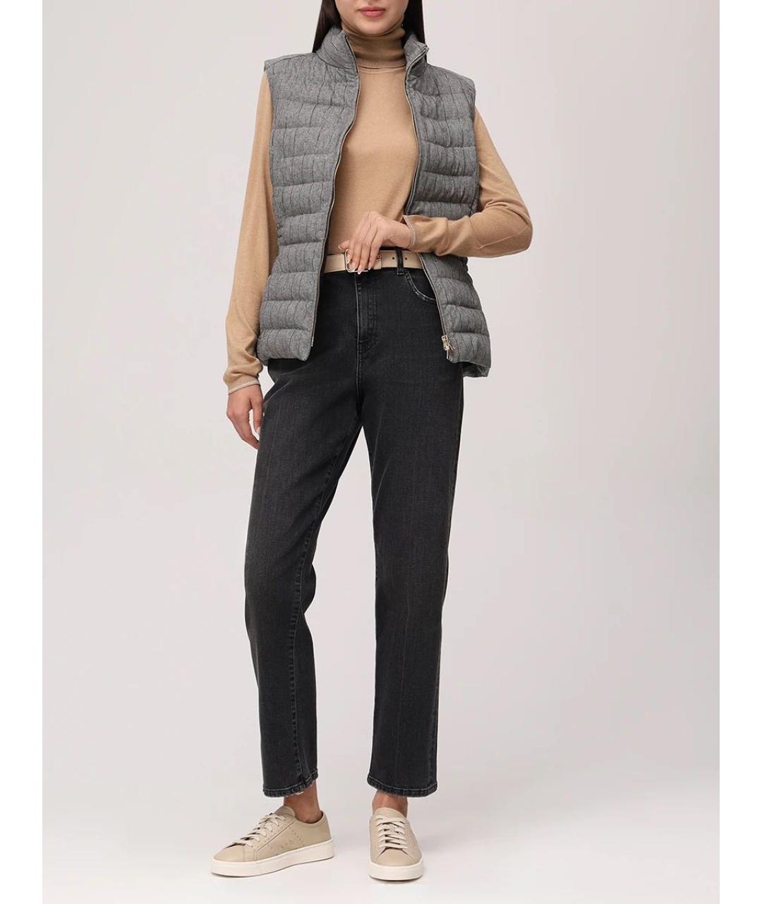 LORENA ANTONIAZZI Антрацитовые хлопко-эластановые прямые джинсы, фото 6