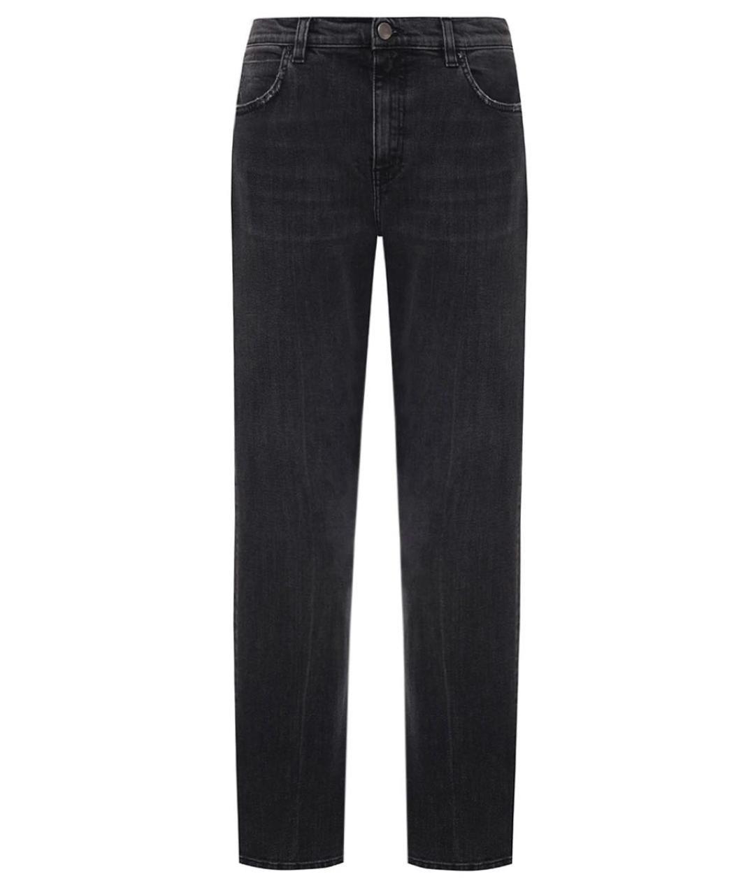 LORENA ANTONIAZZI Антрацитовые хлопко-эластановые прямые джинсы, фото 1