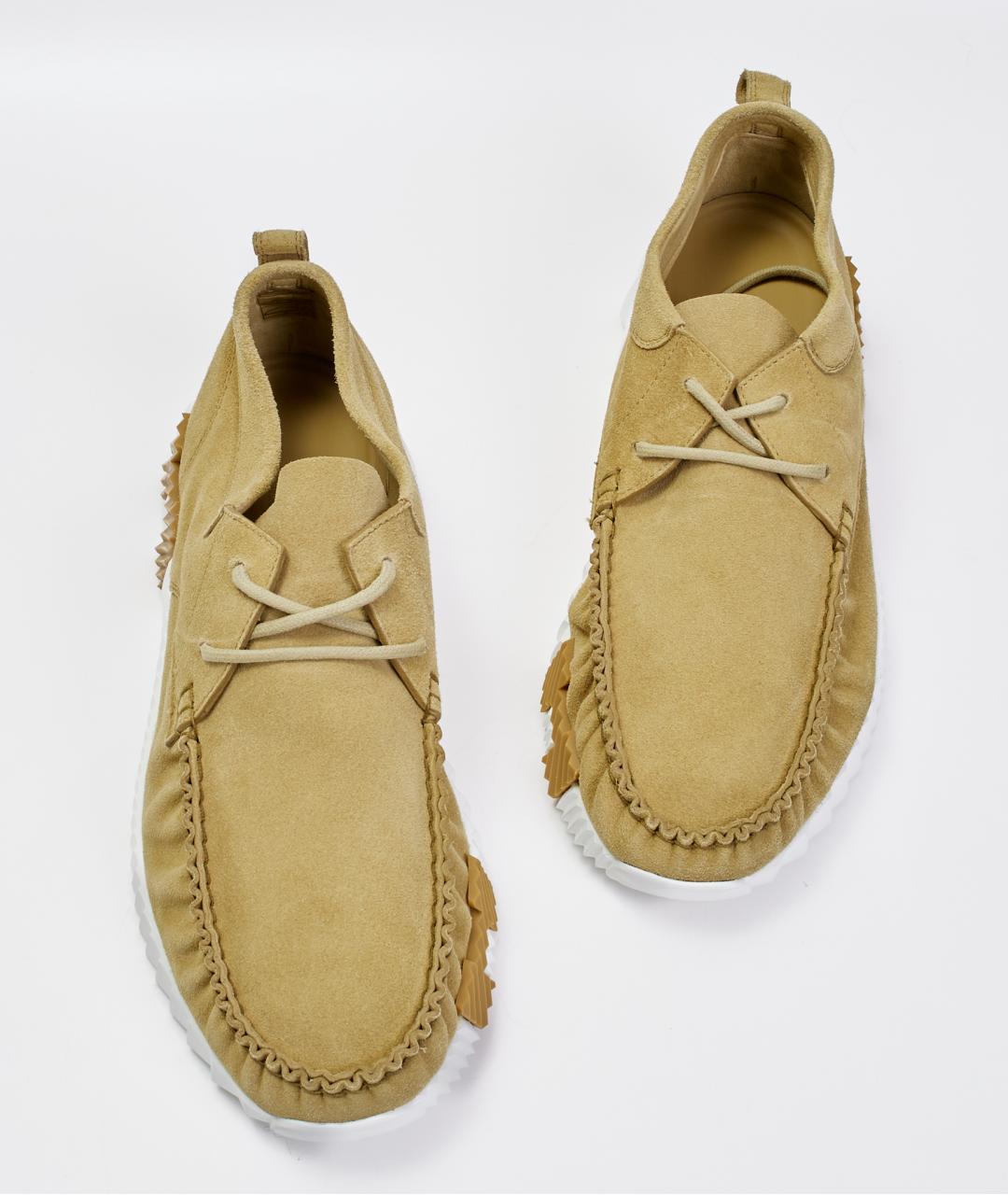 HERMES Бежевые замшевые кроссовки, фото 4