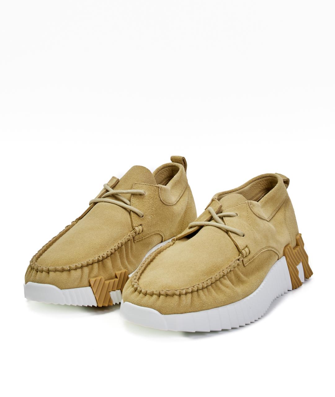 HERMES Бежевые замшевые кроссовки, фото 2