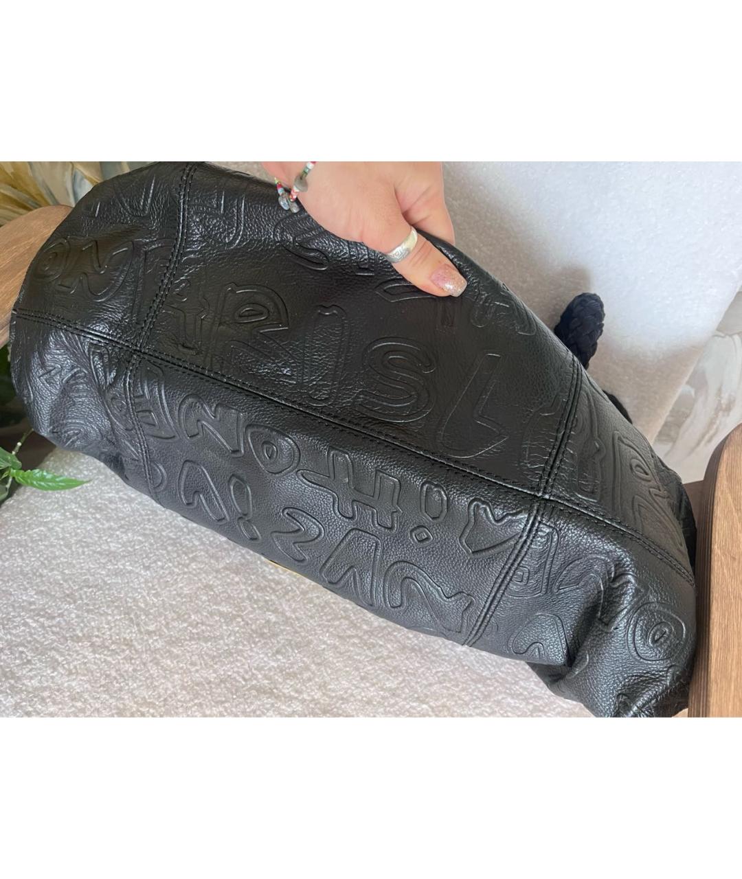 LOUIS VUITTON Черная кожаная сумка тоут, фото 3