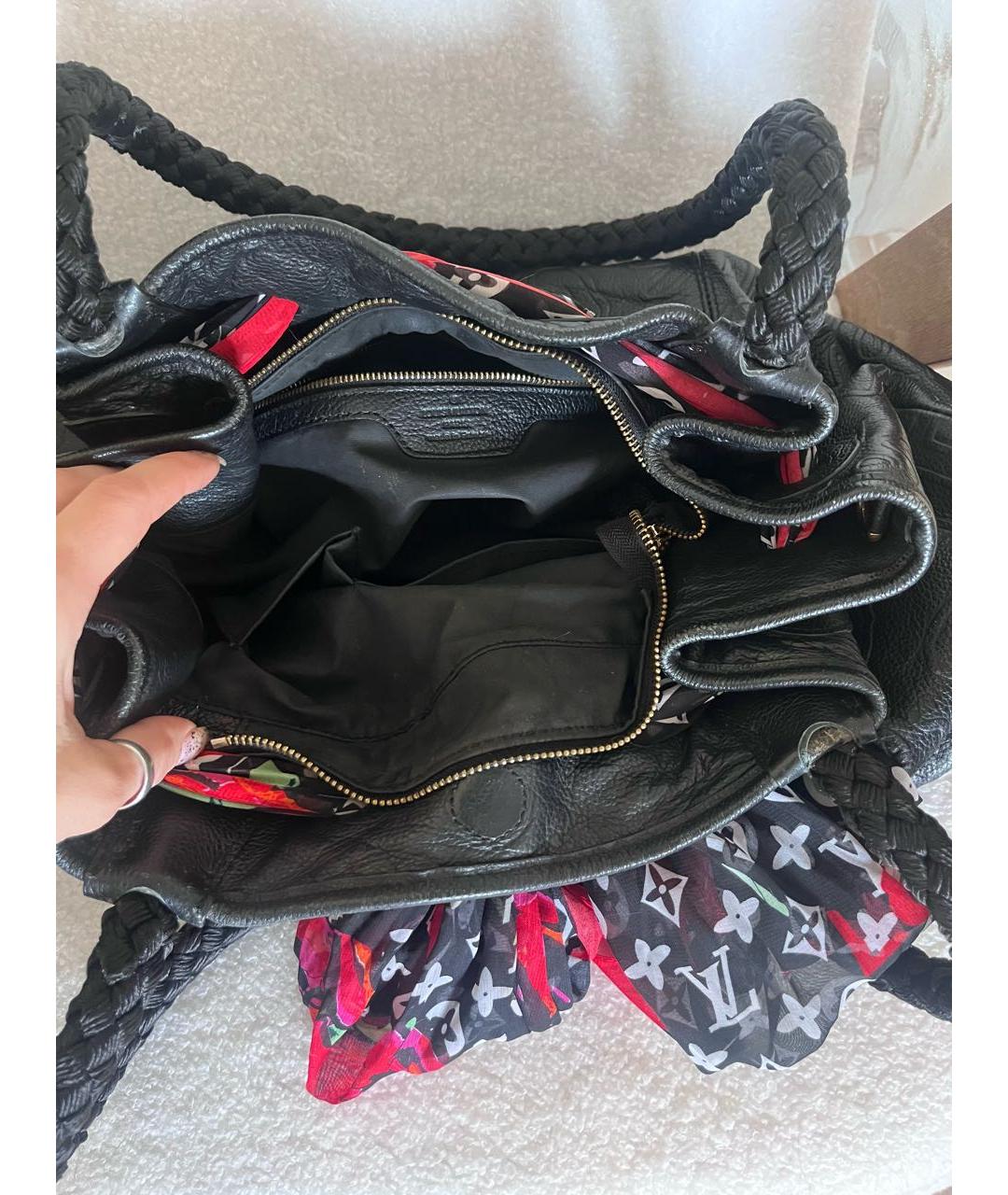 LOUIS VUITTON Черная кожаная сумка тоут, фото 7
