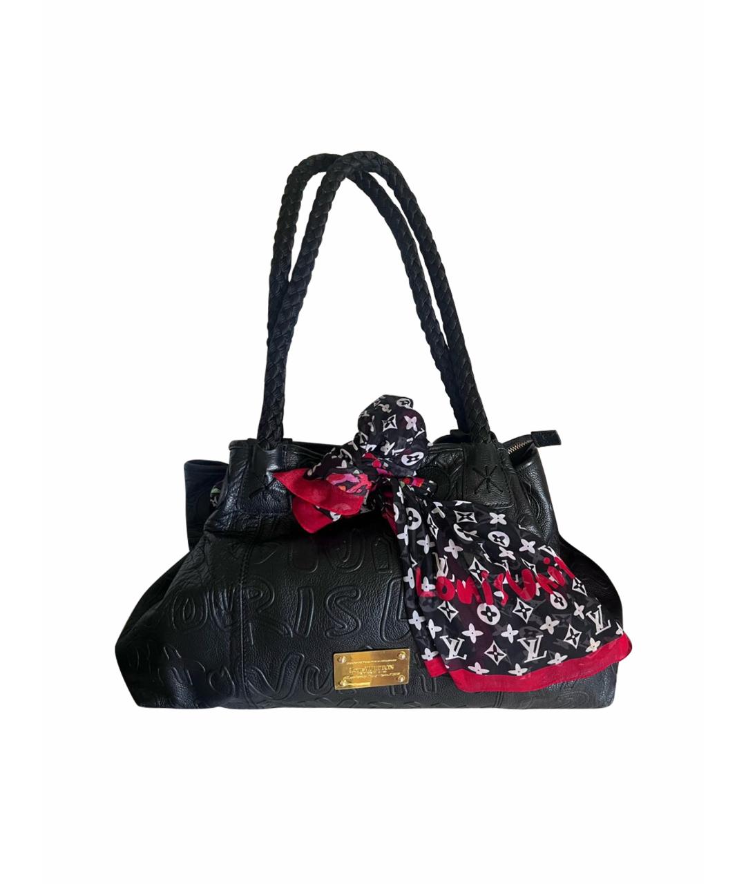 LOUIS VUITTON Черная кожаная сумка тоут, фото 1