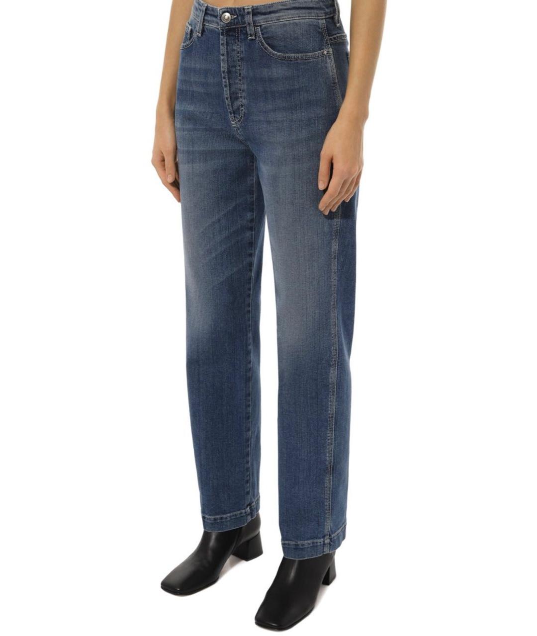 LORENA ANTONIAZZI Темно-синие хлопко-эластановые прямые джинсы, фото 2