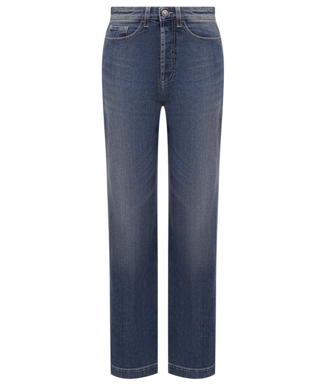 LORENA ANTONIAZZI Темно-синие хлопко-эластановые прямые джинсы, фото 1