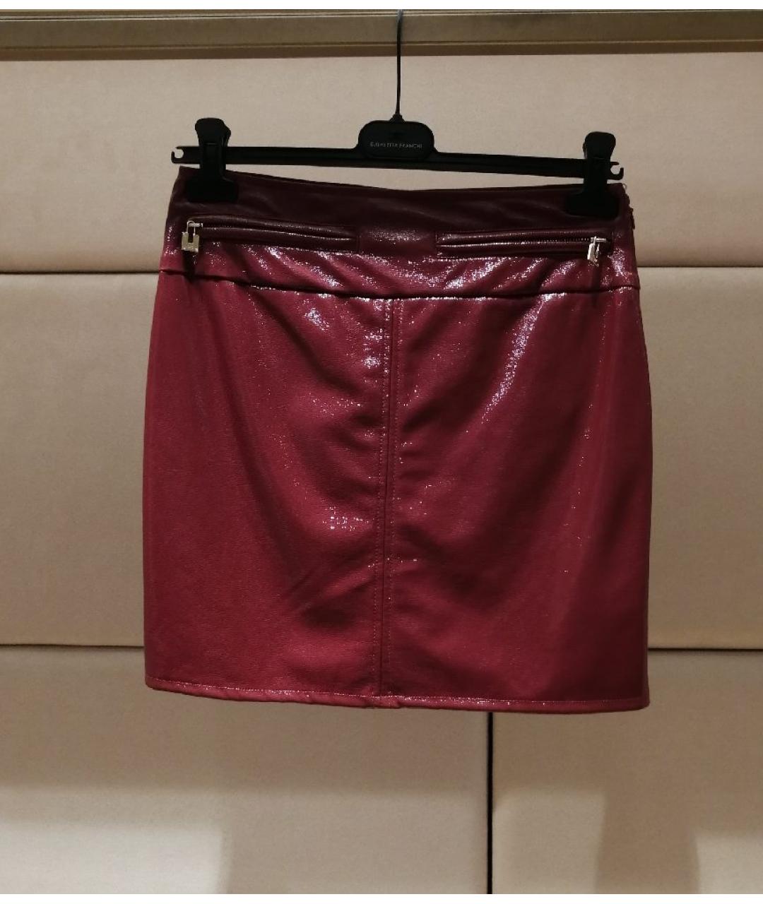 ELISABETTA FRANCHI Бордовая юбка мини, фото 3