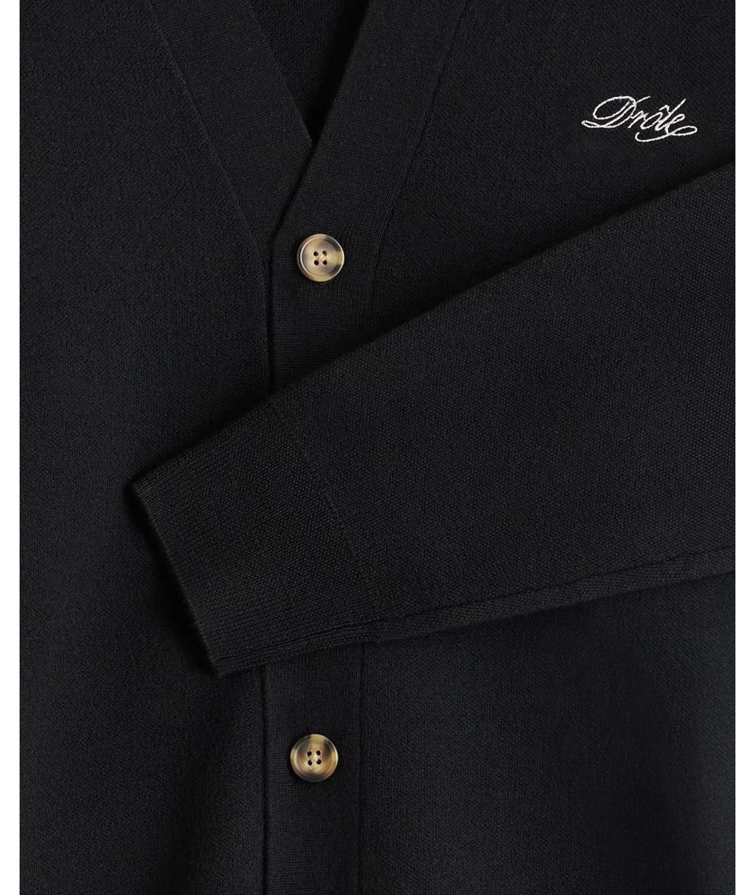 Drole de Monsieur Черный шерстяной кардиган, фото 2