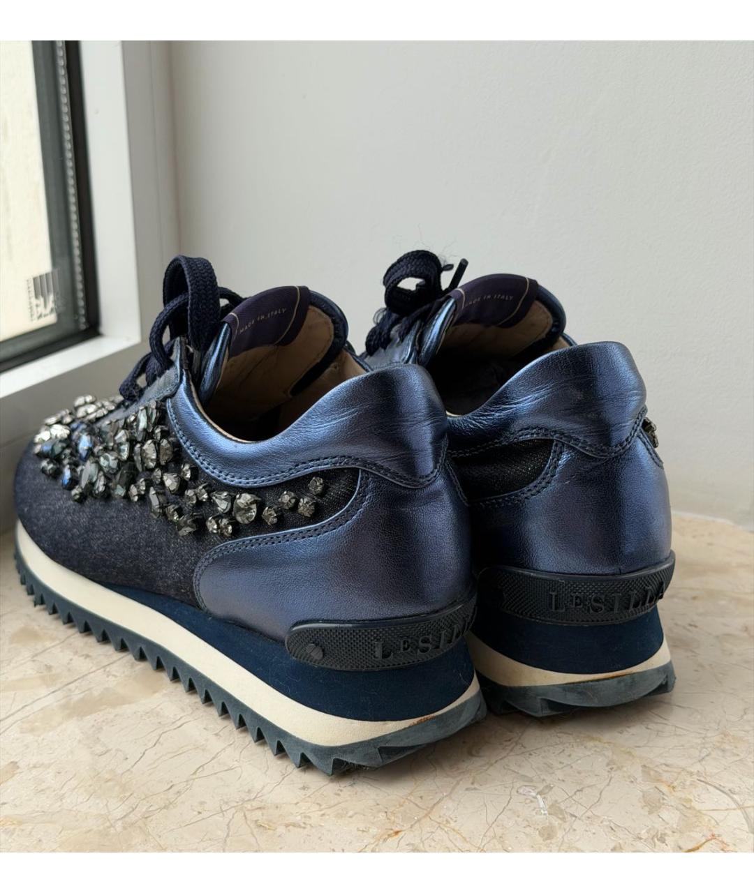 LE SILLA Темно-синие кожаные кроссовки, фото 3