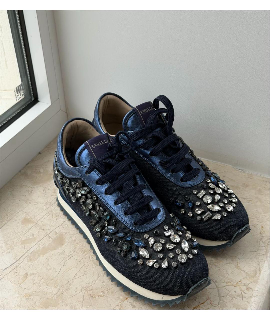 LE SILLA Темно-синие кожаные кроссовки, фото 2