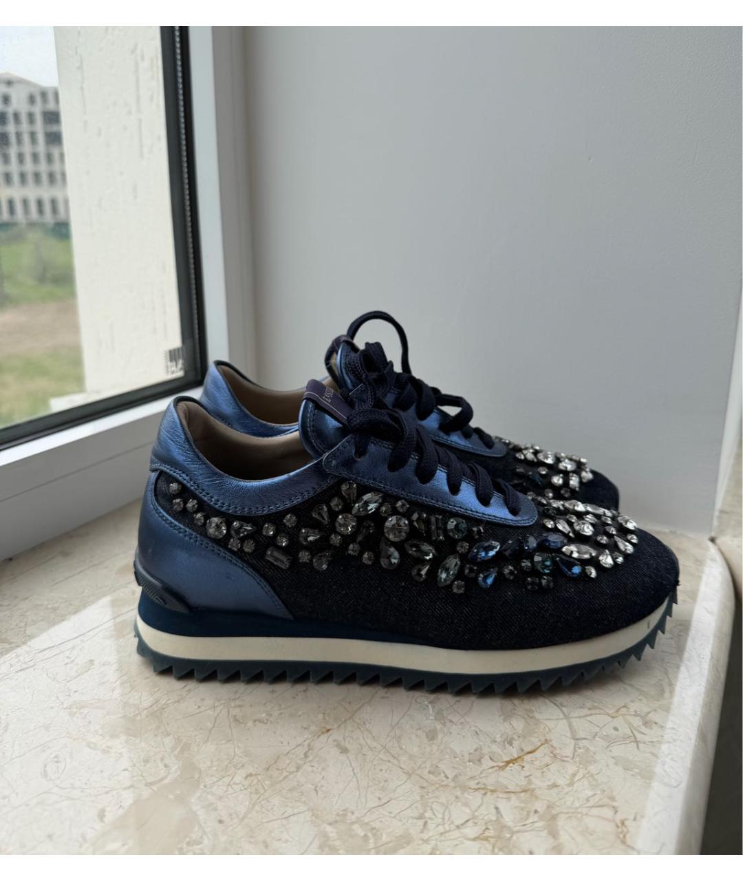 LE SILLA Темно-синие кожаные кроссовки, фото 5