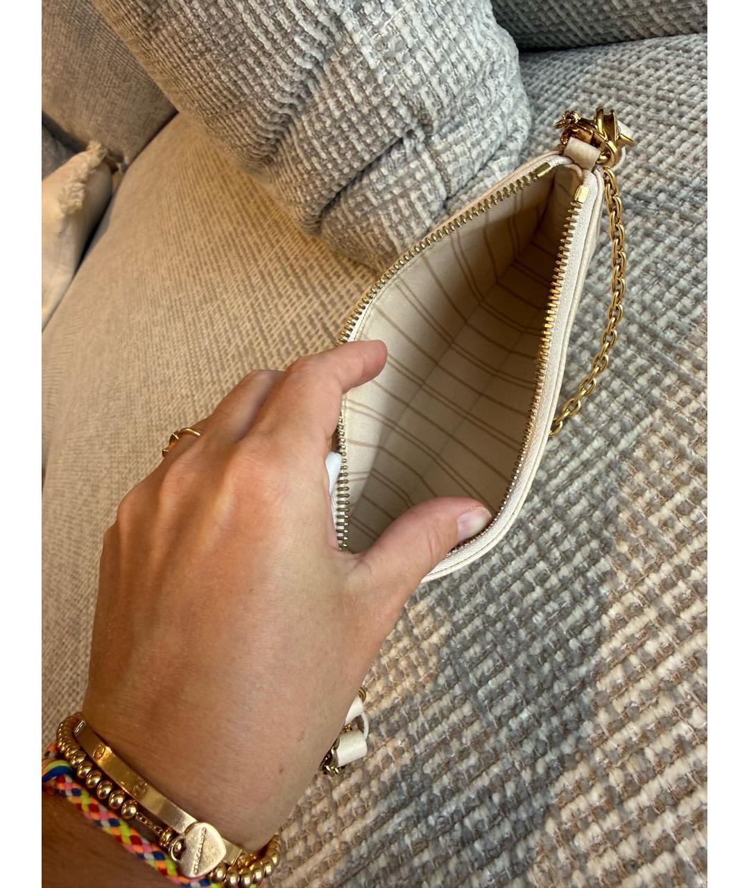 LOUIS VUITTON Белая кожаная сумка с короткими ручками, фото 4