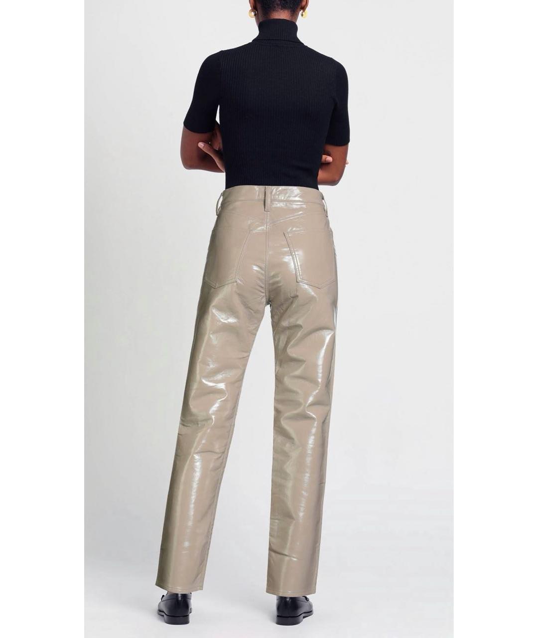 AGOLDE Бежевые кожаные прямые брюки, фото 3
