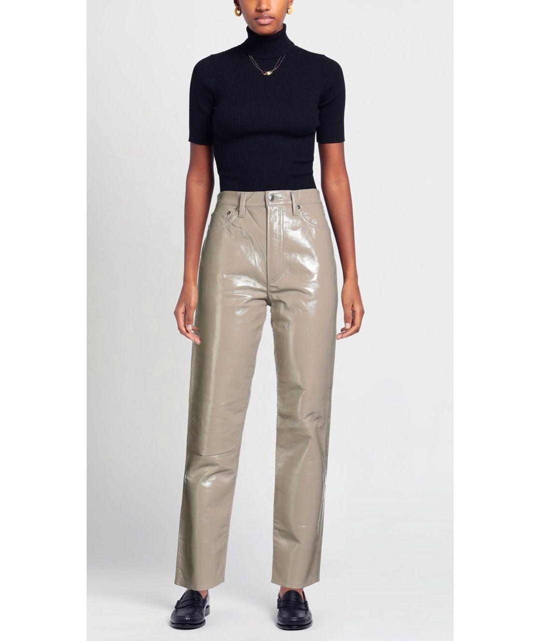 AGOLDE Бежевые кожаные прямые брюки, фото 2