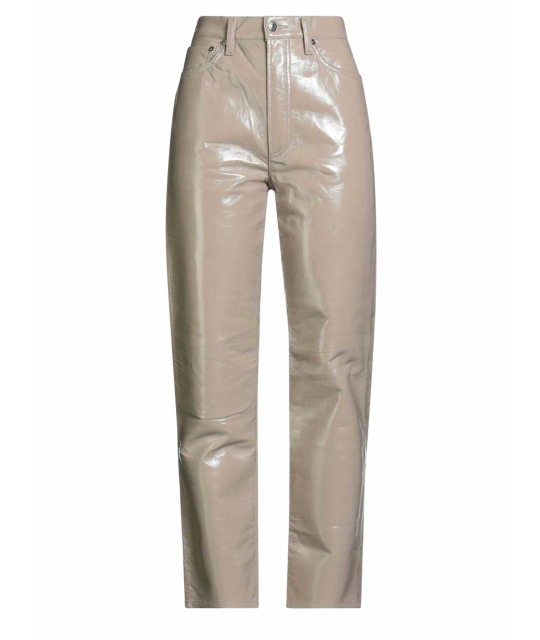 AGOLDE Бежевые кожаные прямые брюки, фото 1