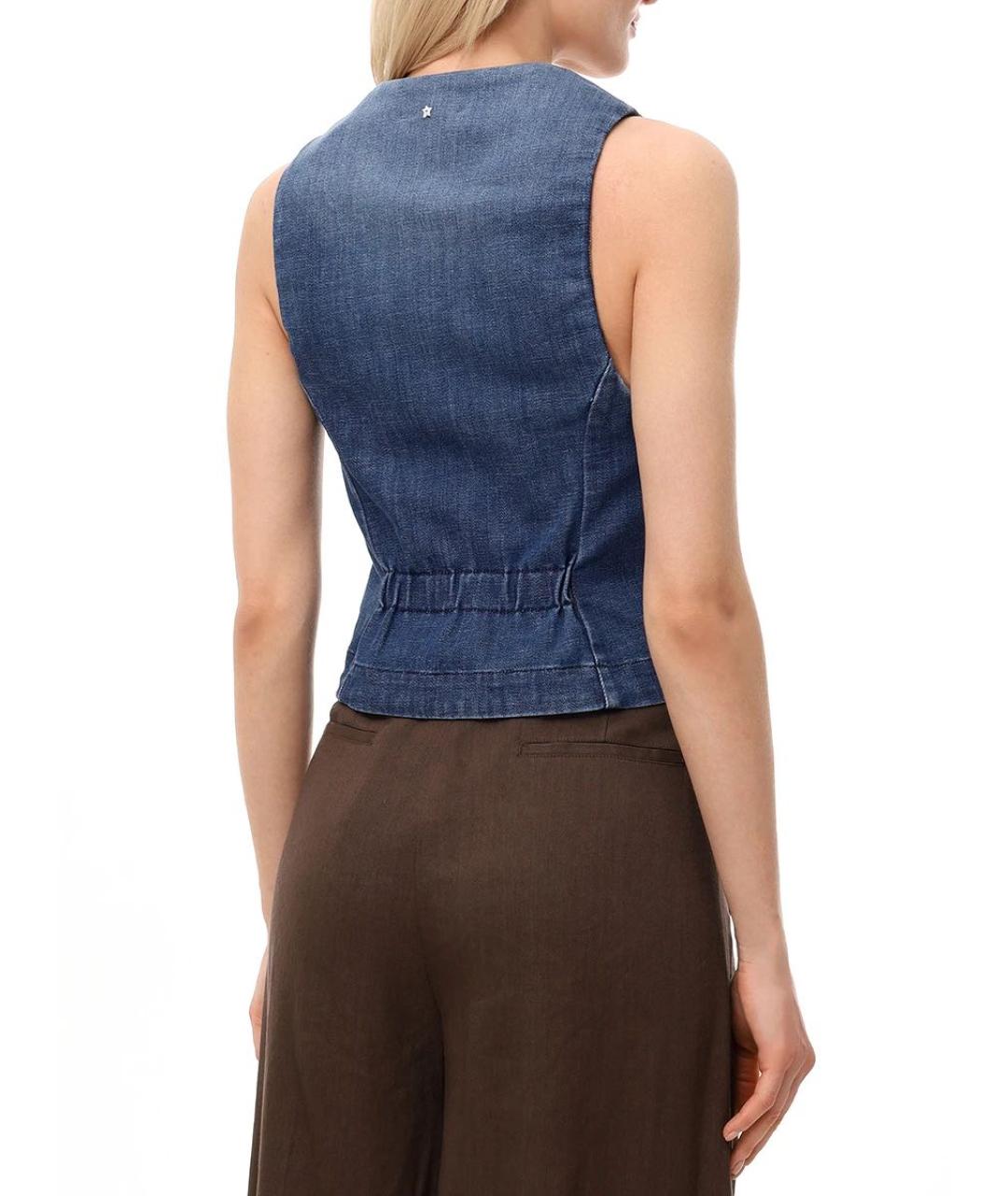 LORENA ANTONIAZZI Синий хлопко-эластановый жилет, фото 3