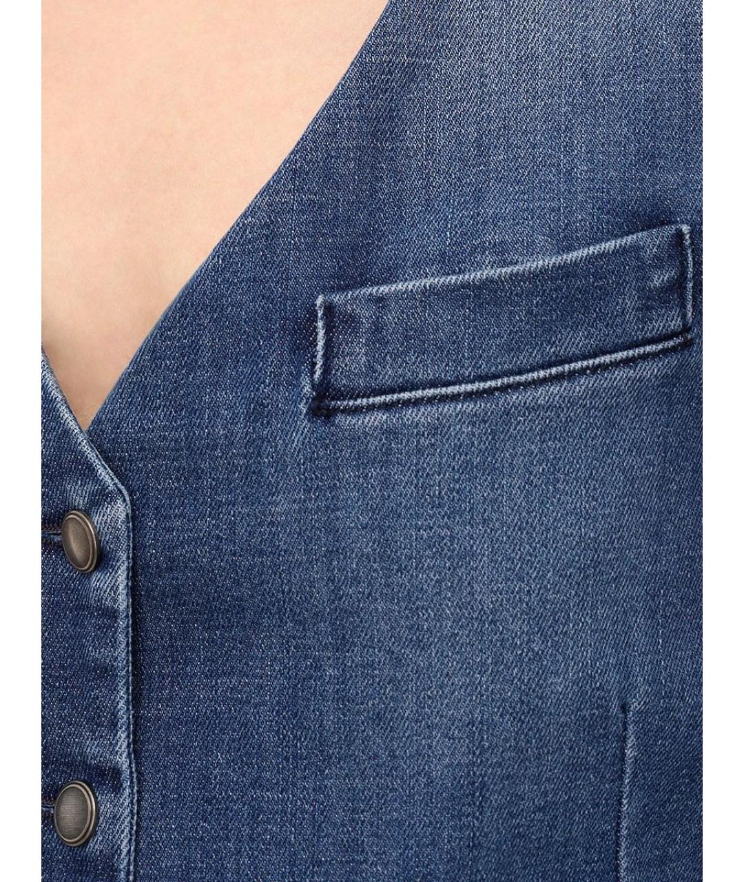 LORENA ANTONIAZZI Синий хлопко-эластановый жилет, фото 4