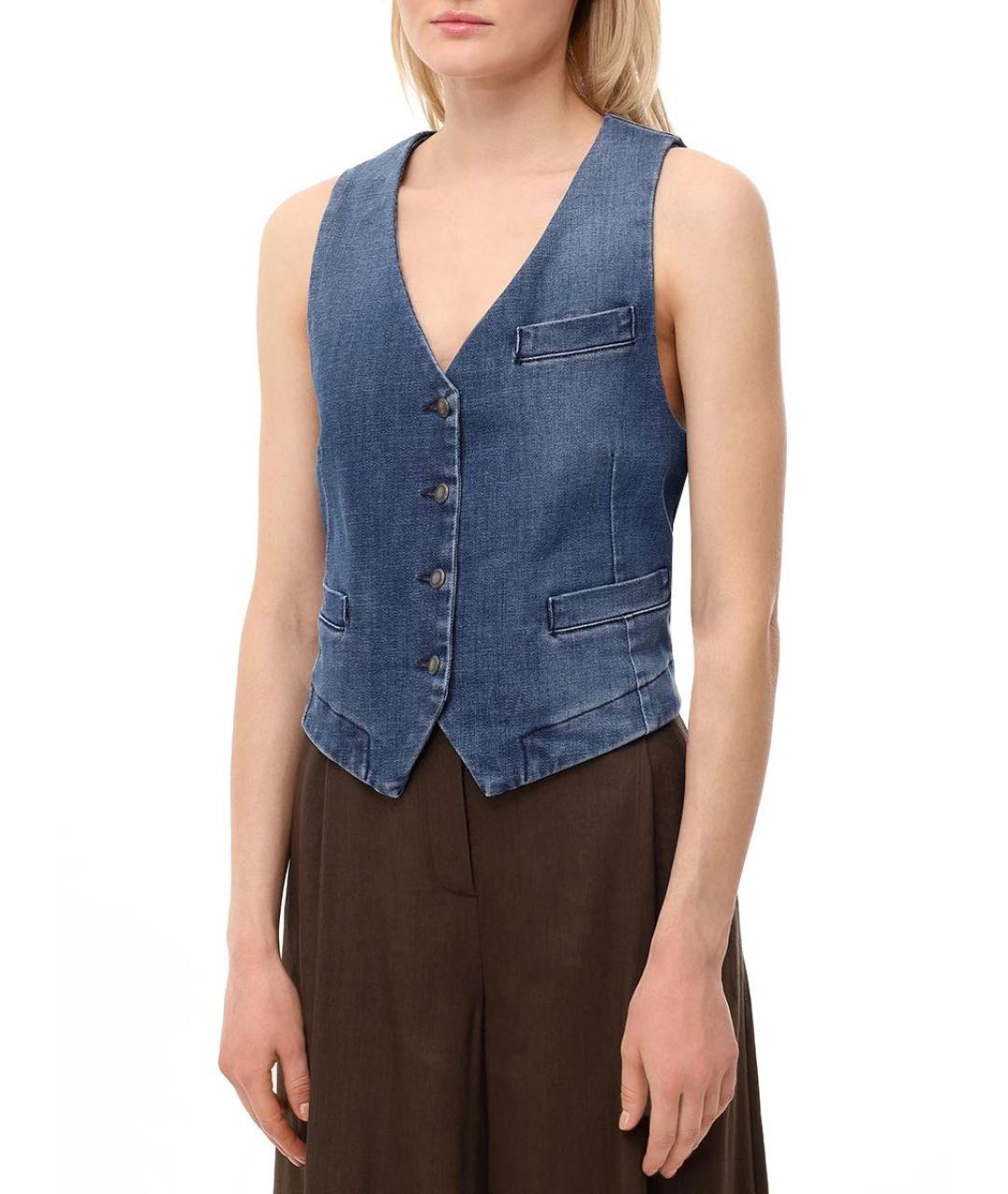 LORENA ANTONIAZZI Синий хлопко-эластановый жилет, фото 2