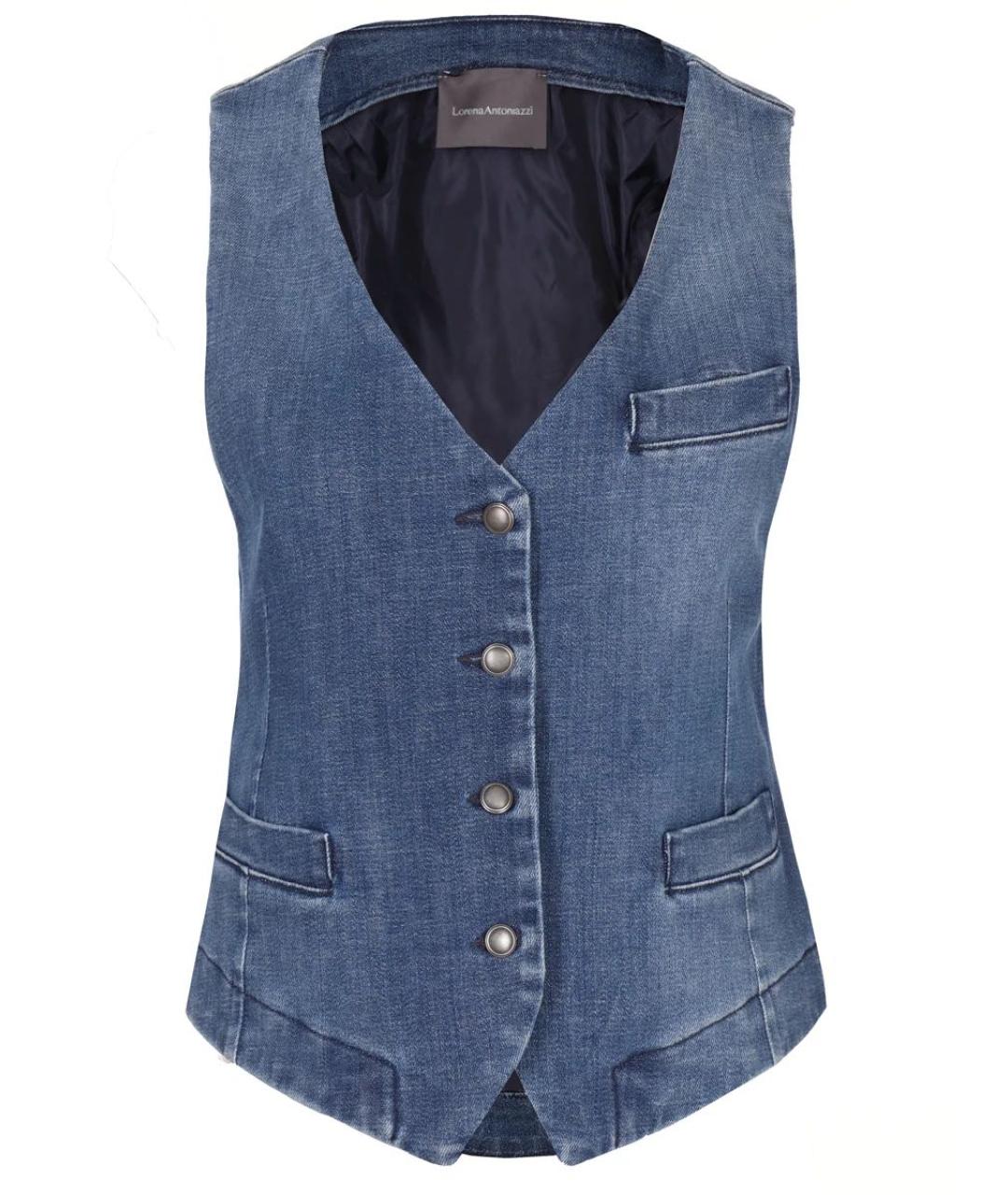 LORENA ANTONIAZZI Синий хлопко-эластановый жилет, фото 1