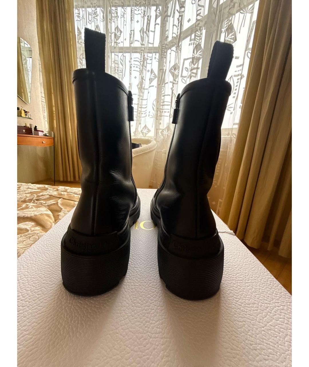 CHRISTIAN DIOR Черные кожаные полусапоги, фото 4