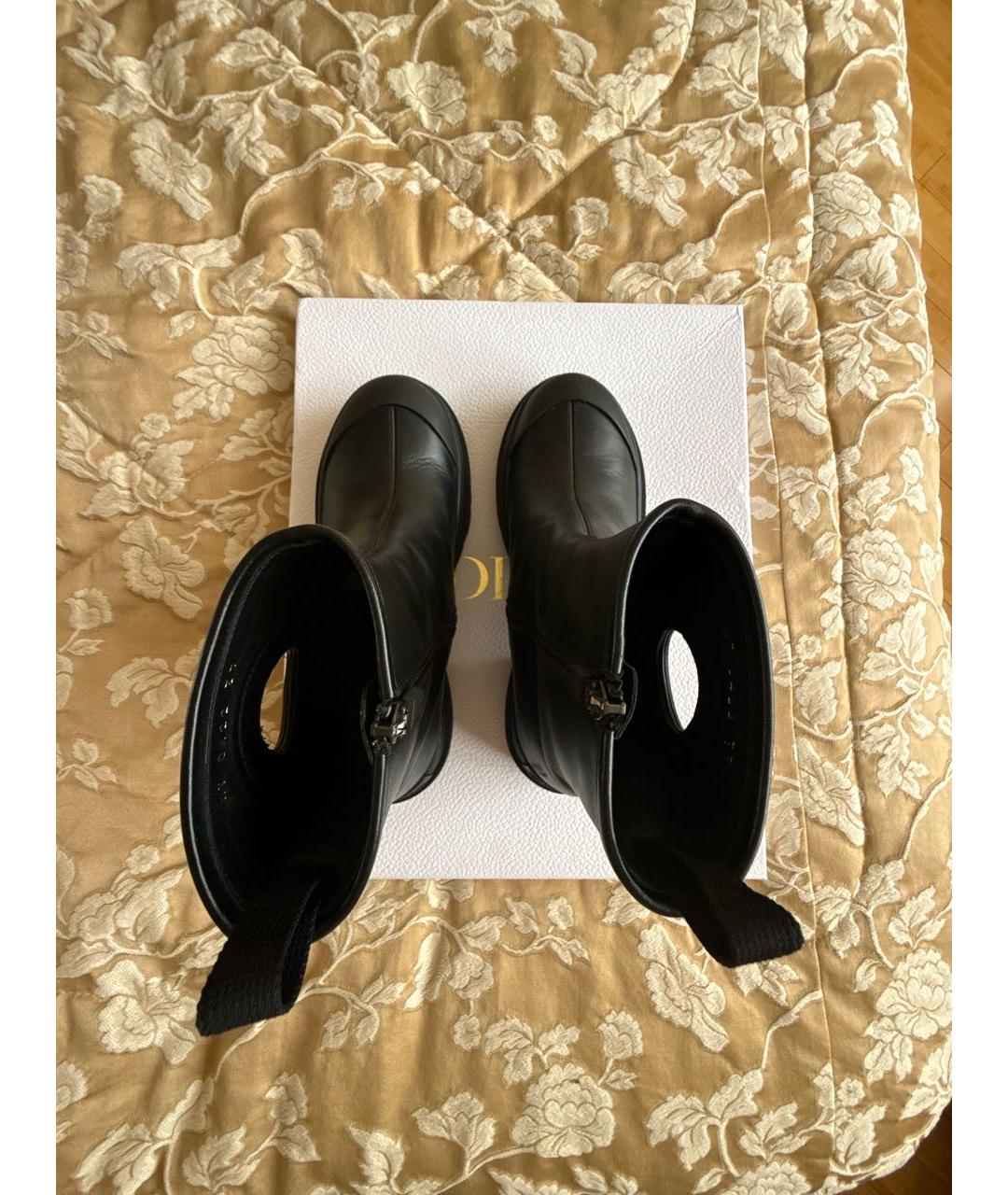 CHRISTIAN DIOR Черные кожаные полусапоги, фото 3