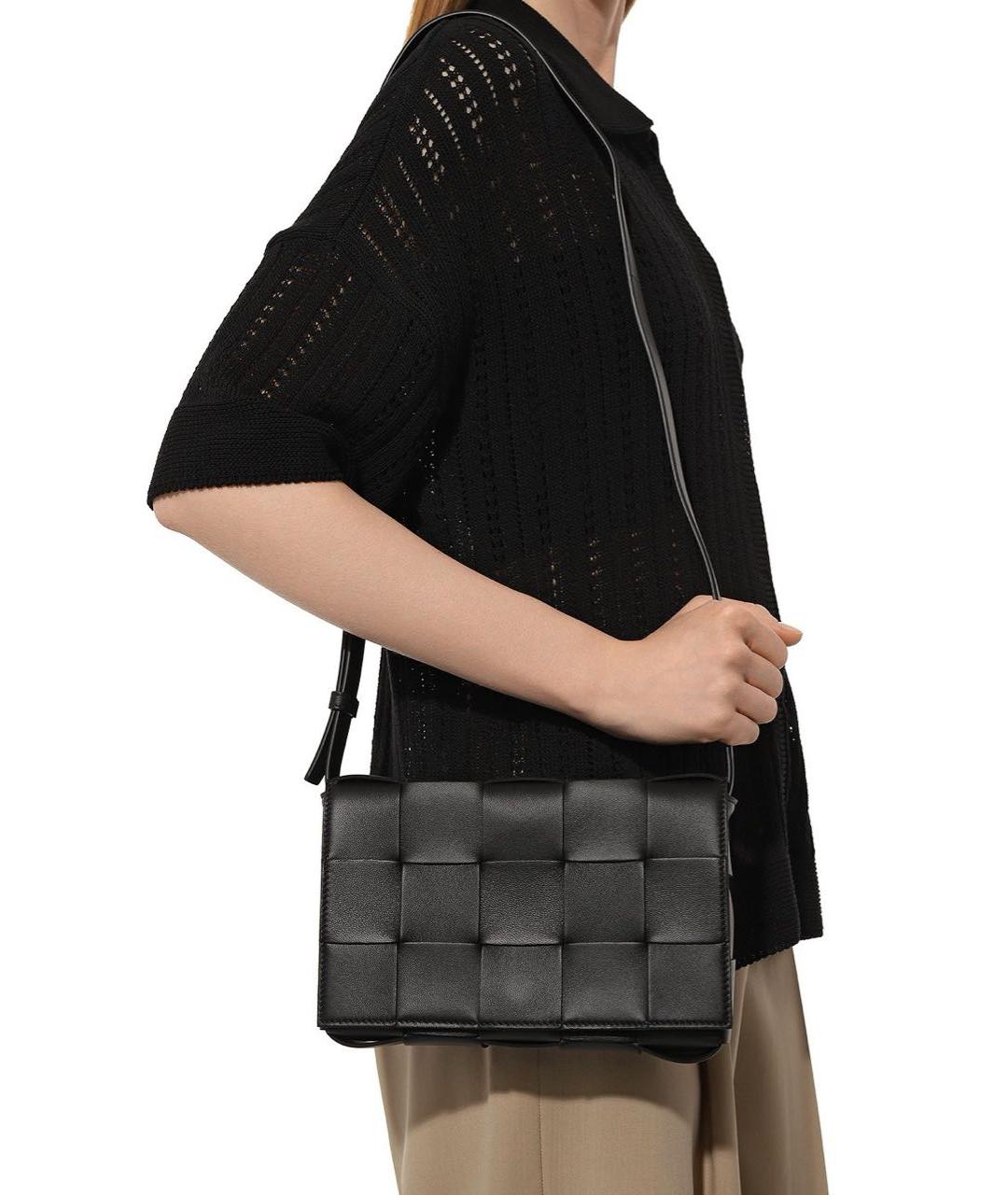 BOTTEGA VENETA Черная кожаная сумка через плечо, фото 6