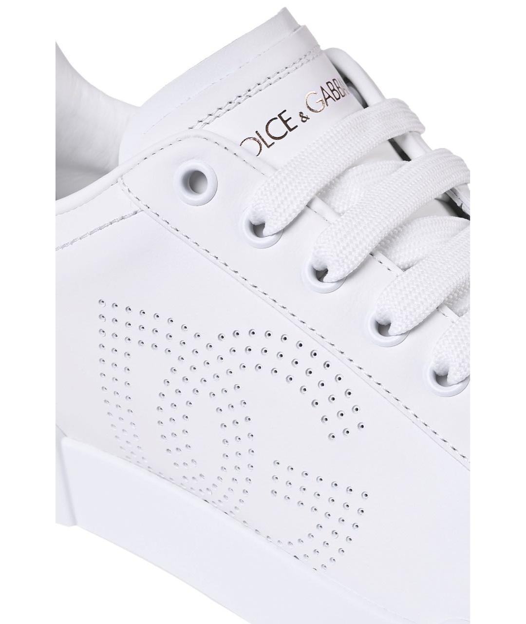 DOLCE&GABBANA Белые кожаные кеды, фото 5