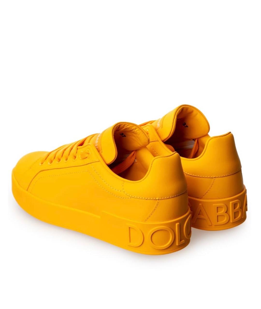 DOLCE&GABBANA Оранжевое кожаные кеды, фото 3
