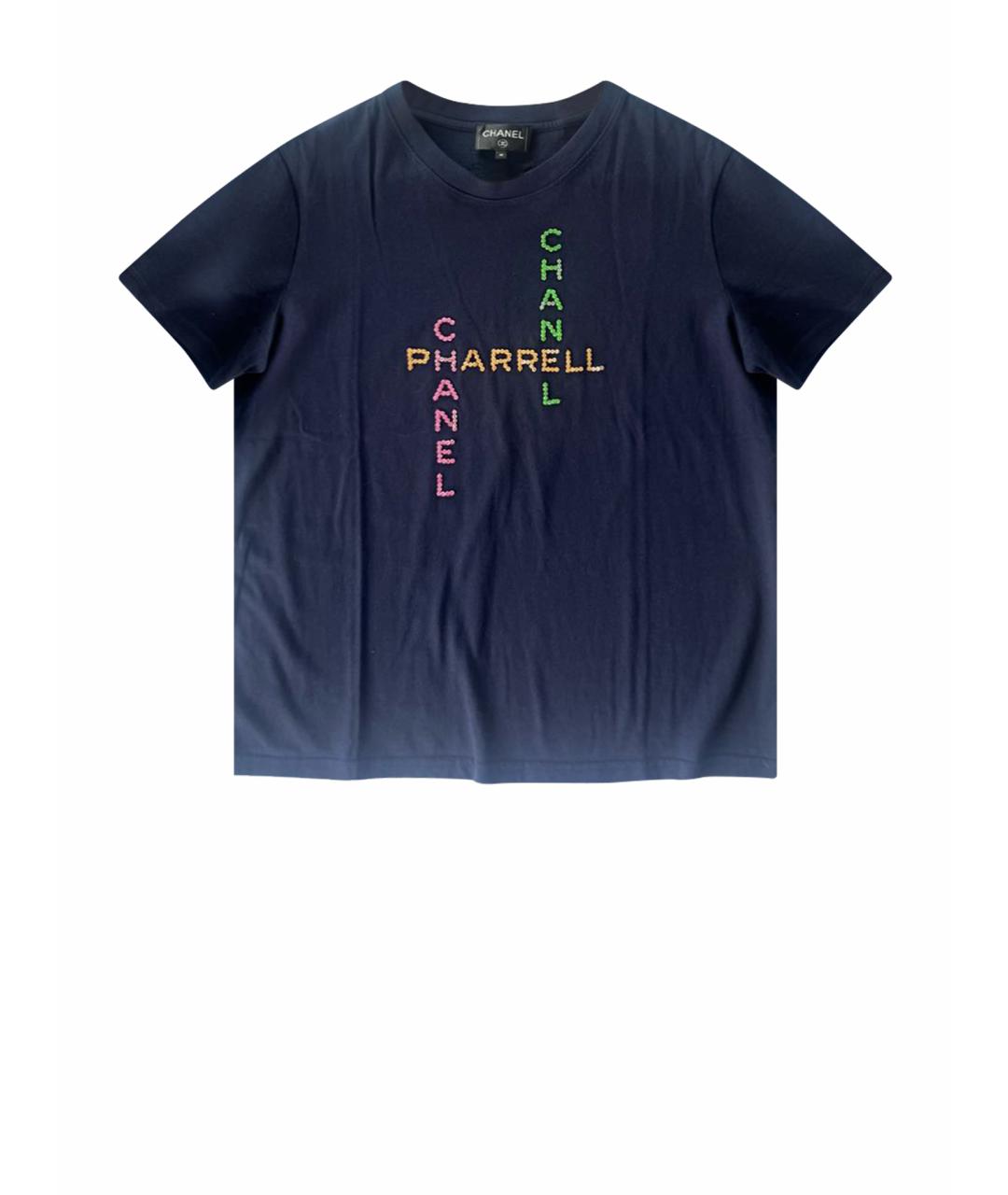 CHANEL Темно-синяя хлопковая футболка, фото 1