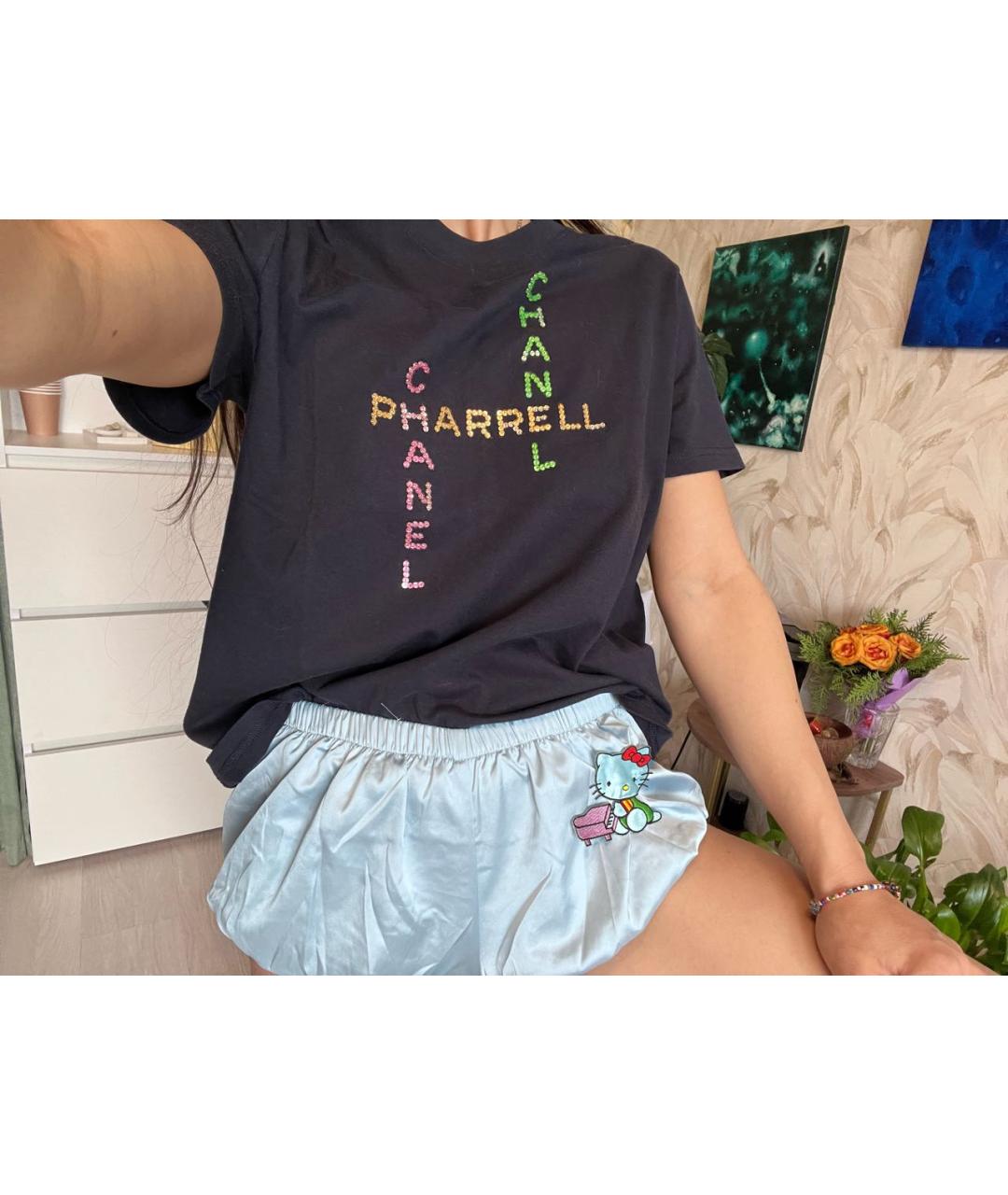 CHANEL Темно-синяя хлопковая футболка, фото 3